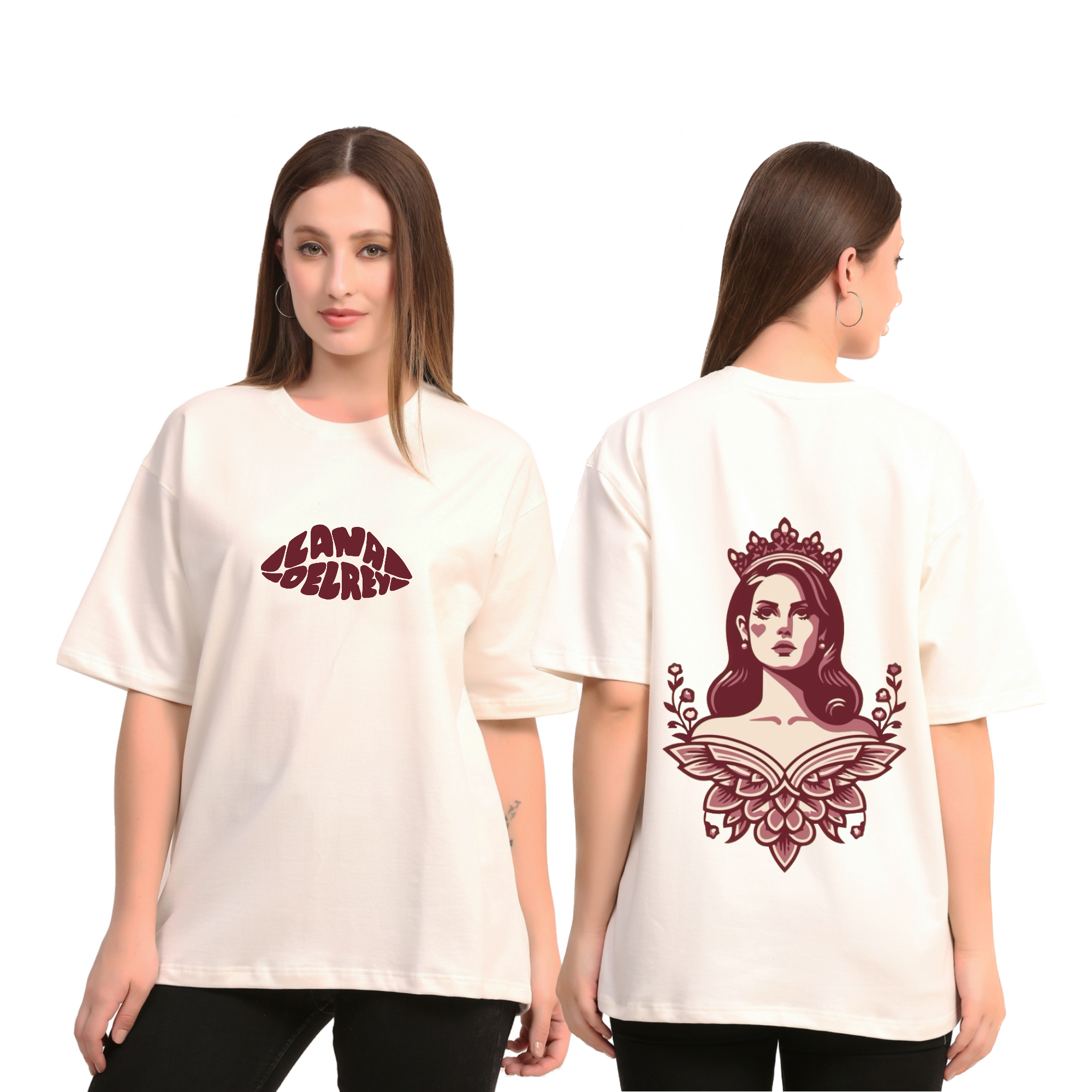 Lana Dey Rey Qveen Off-White Oversize T-Shirt