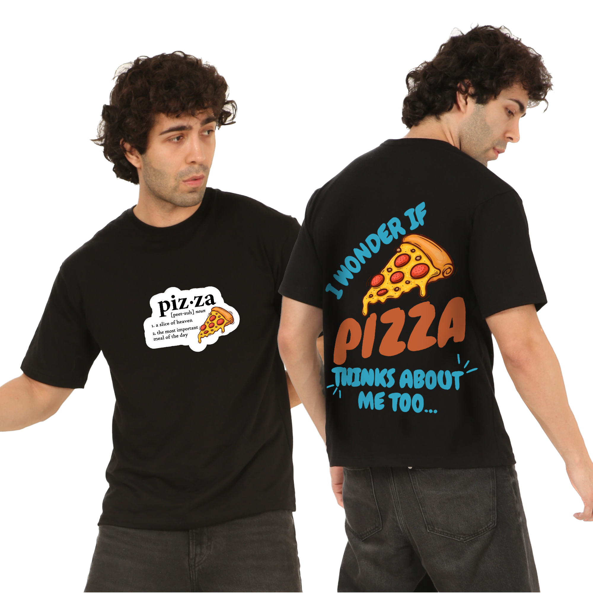 Pizza Black Oversize T-Shirt
