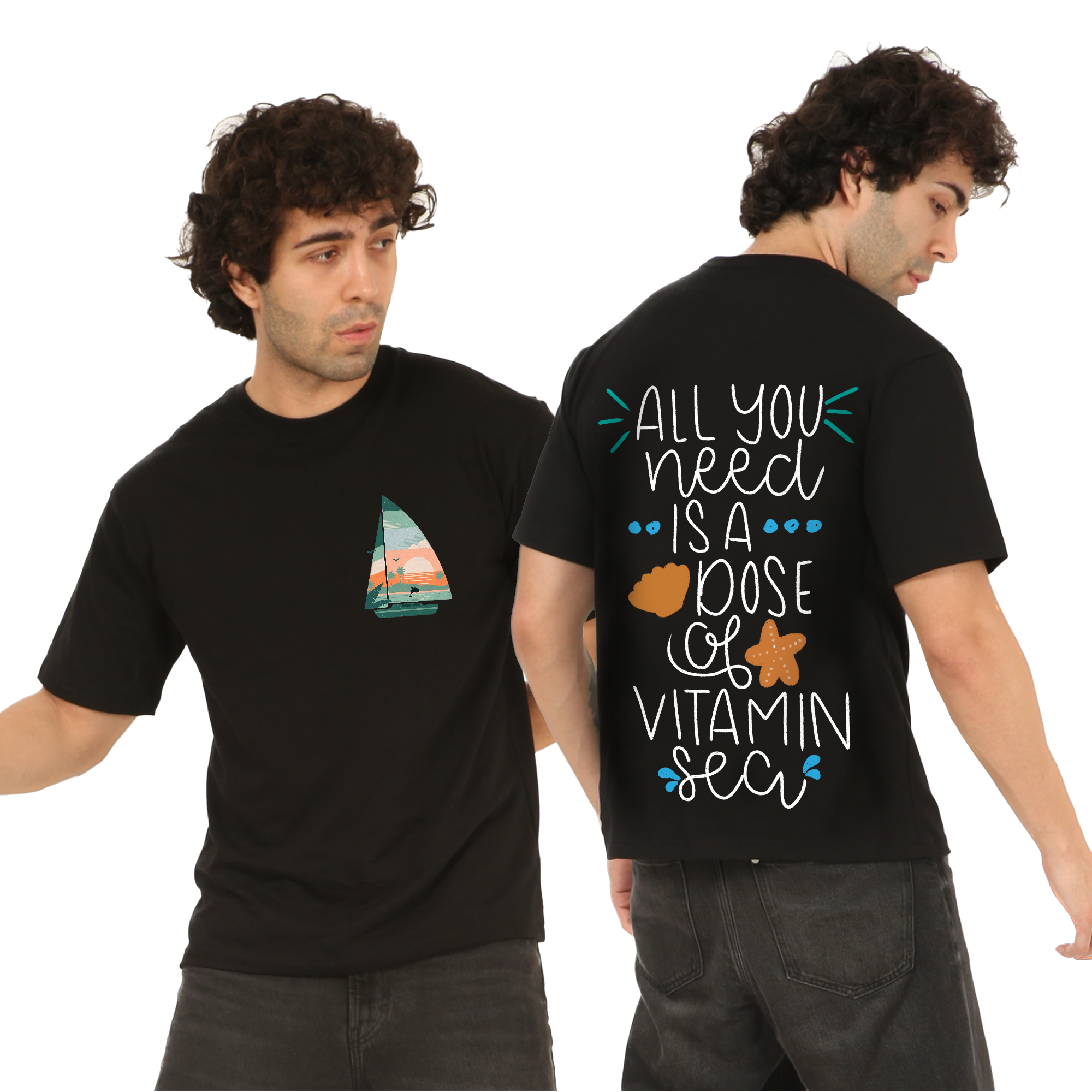 Vacation Beach Black Oversize T-Shirt