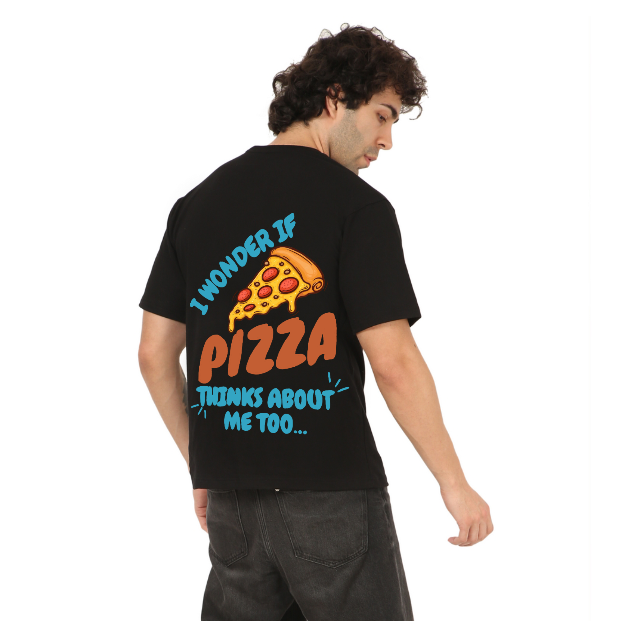Pizza Black Oversize T-Shirt