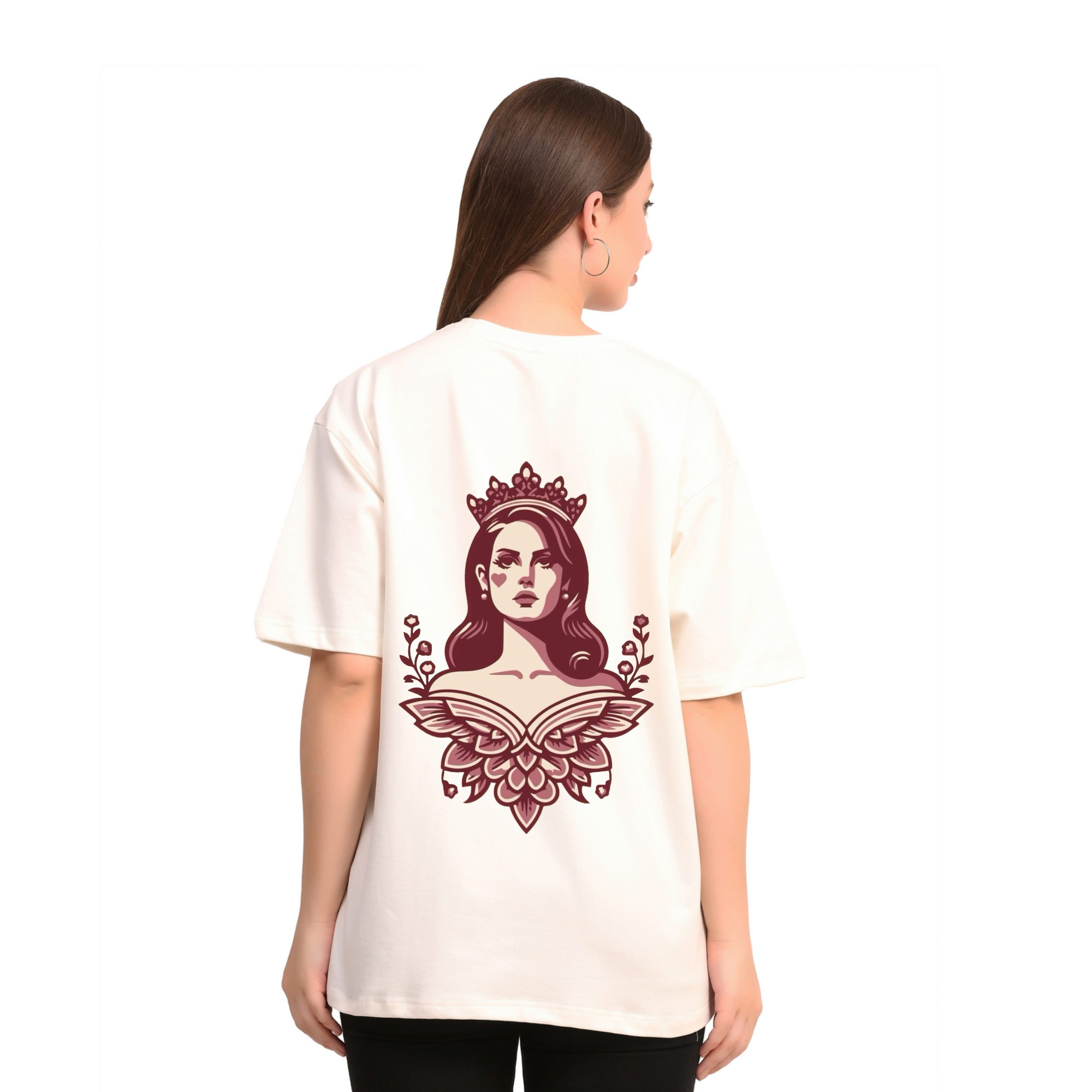 Lana Dey Rey Qveen Off-White Oversize T-Shirt