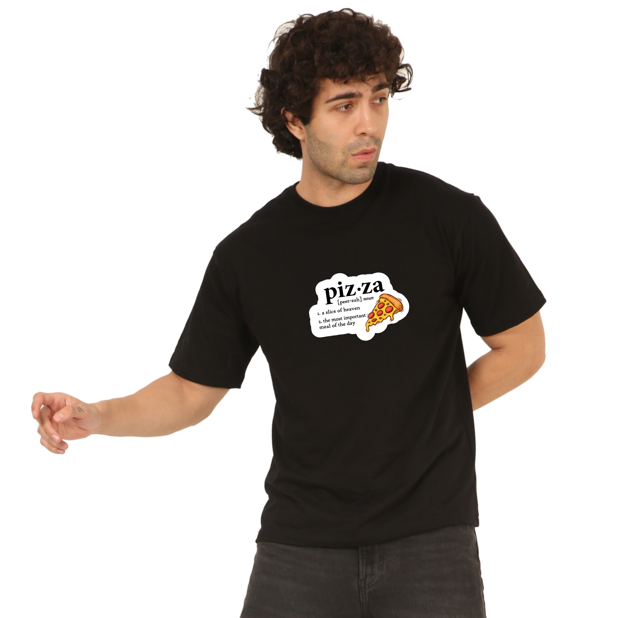 Pizza Black Oversize T-Shirt