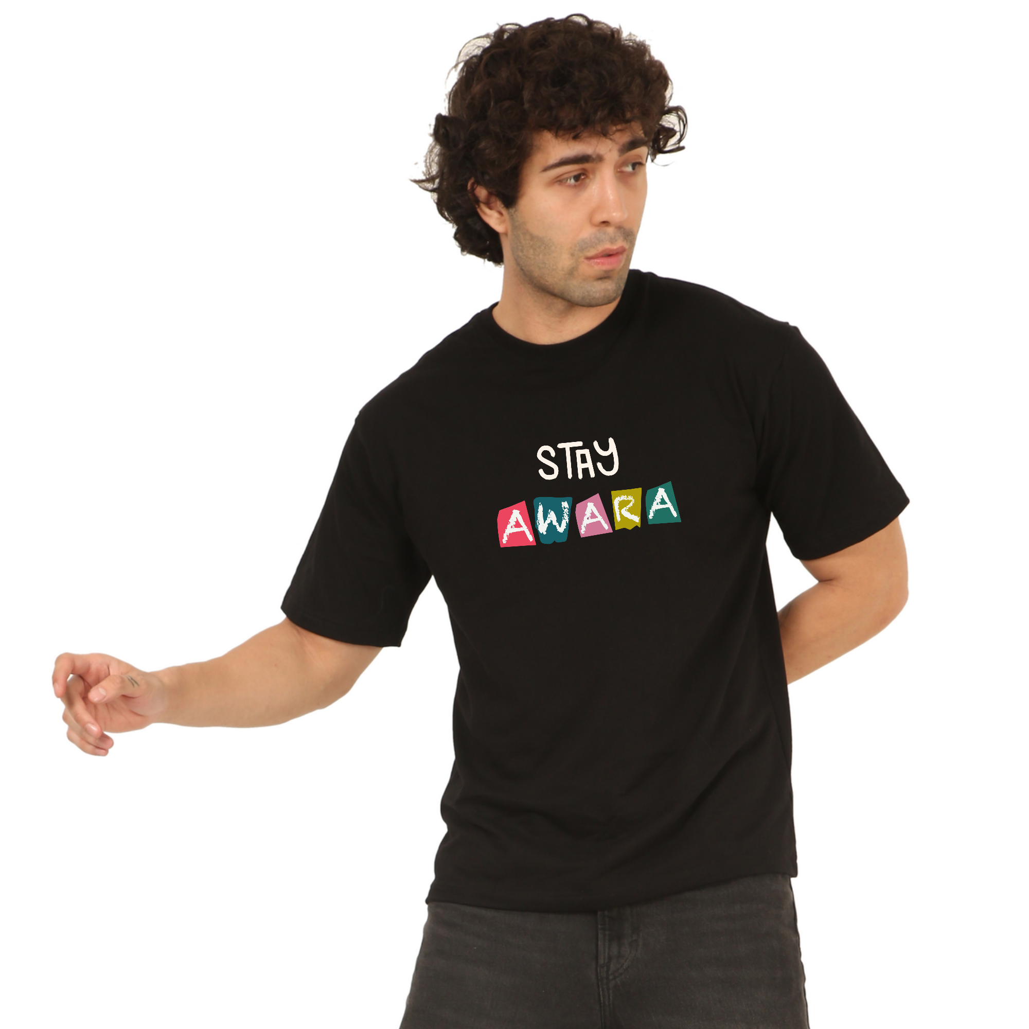 Stay Awara Black Oversize T-Shirt
