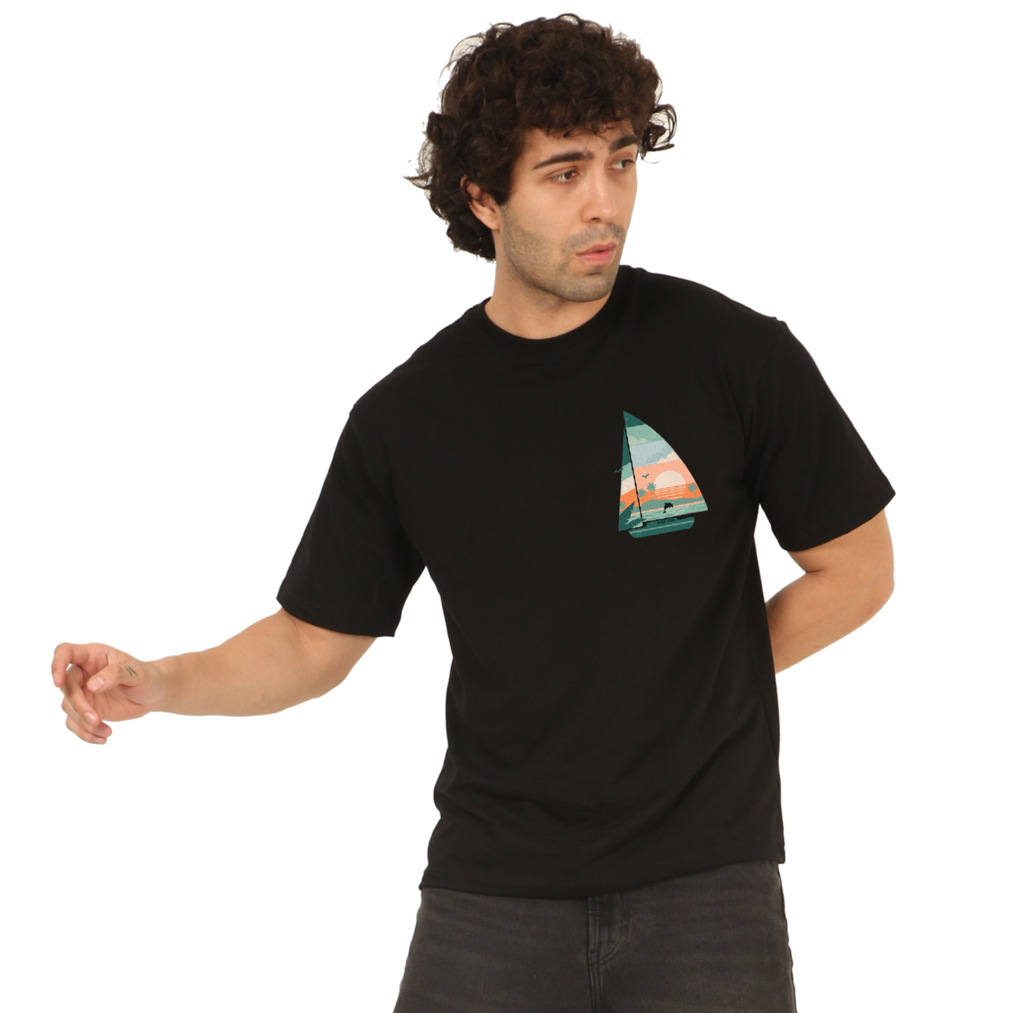 Vacation Beach Black Oversize T-Shirt