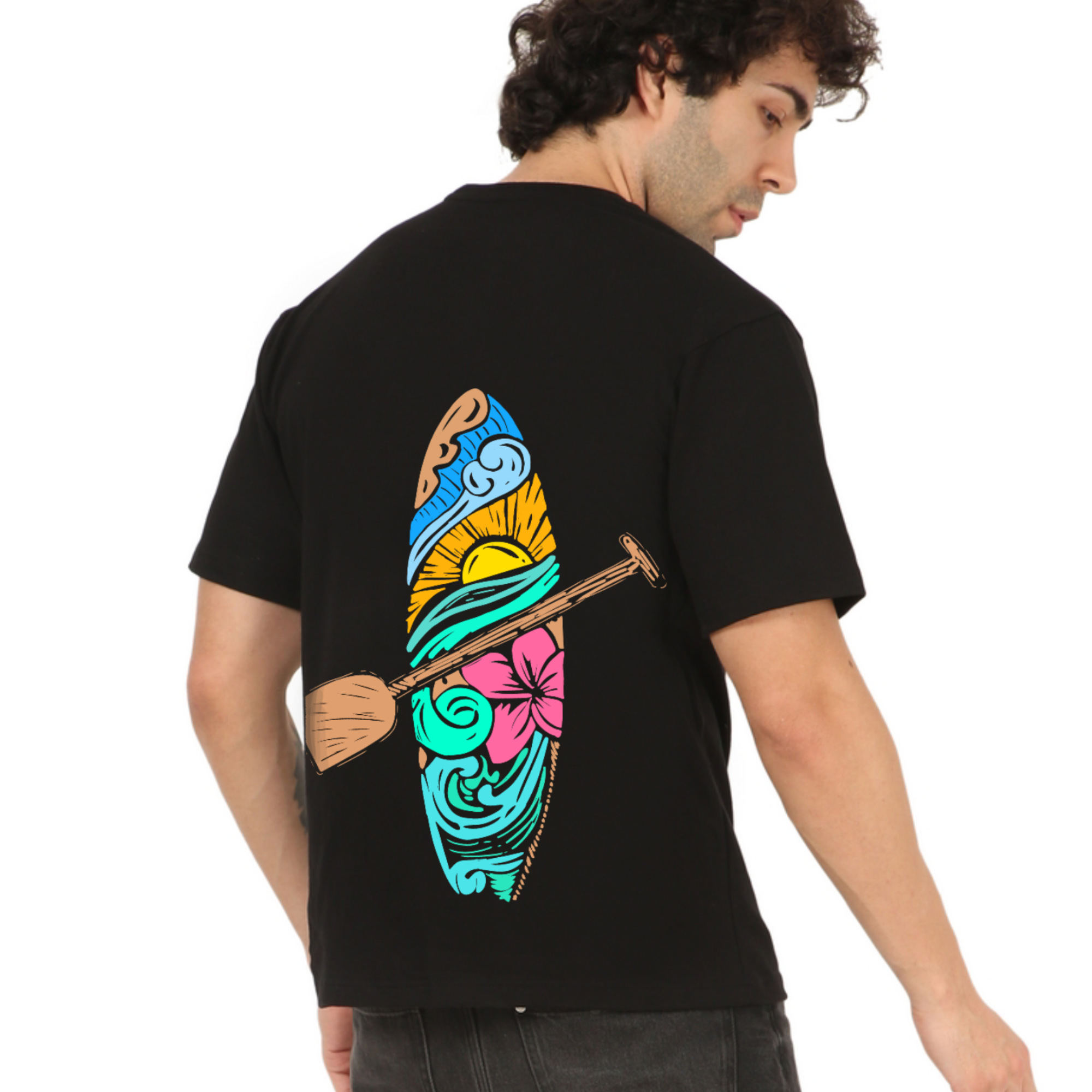 Vacation Mode on Black Oversize T-Shirt