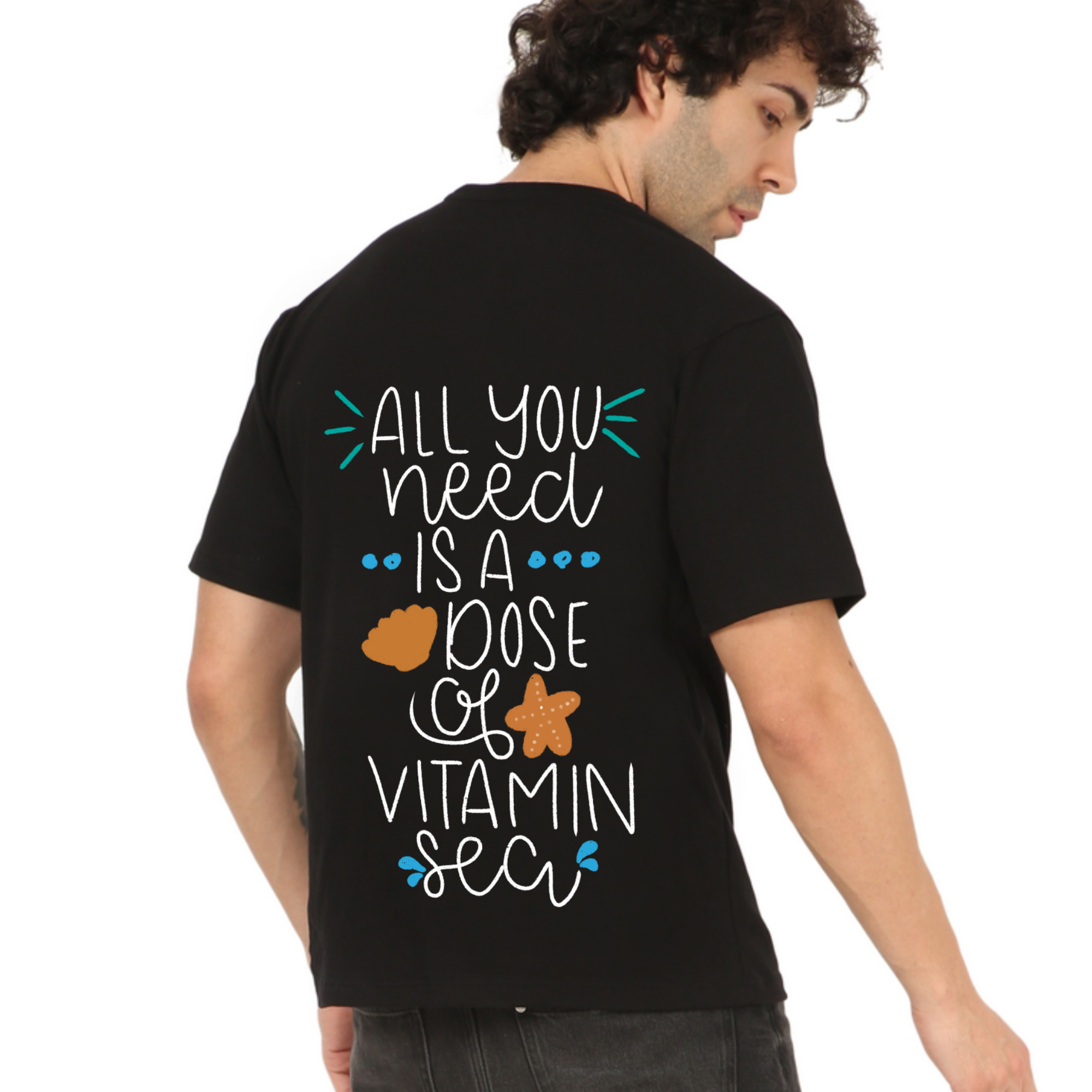 Vacation Beach Black Oversize T-Shirt