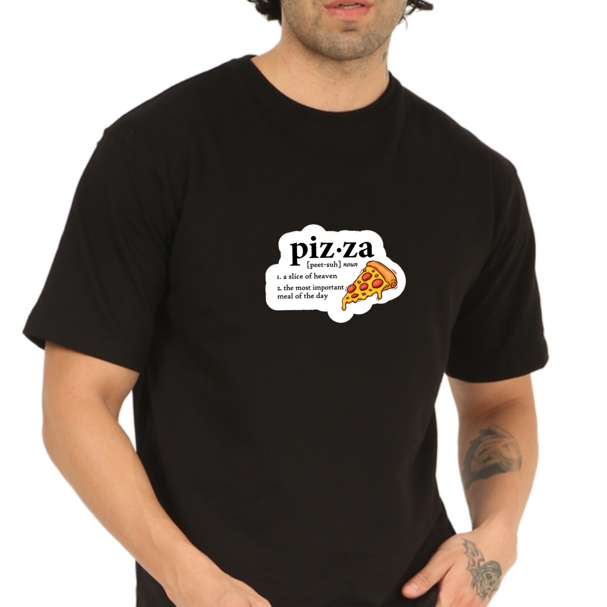 Pizza Black Oversize T-Shirt