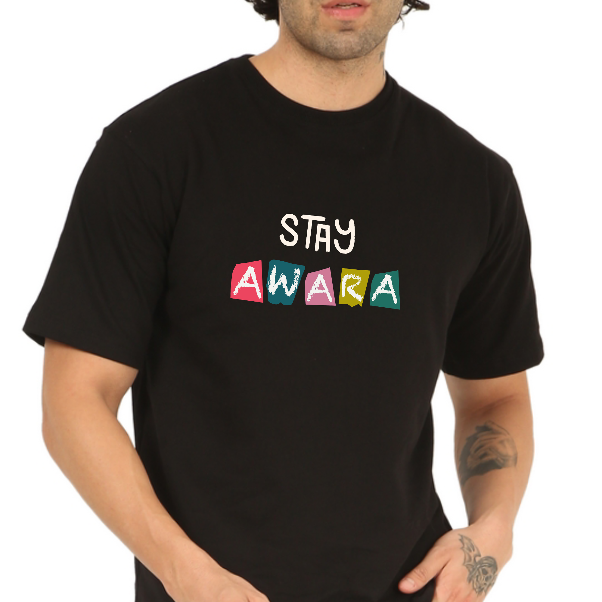 Stay Awara Black Oversize T-Shirt