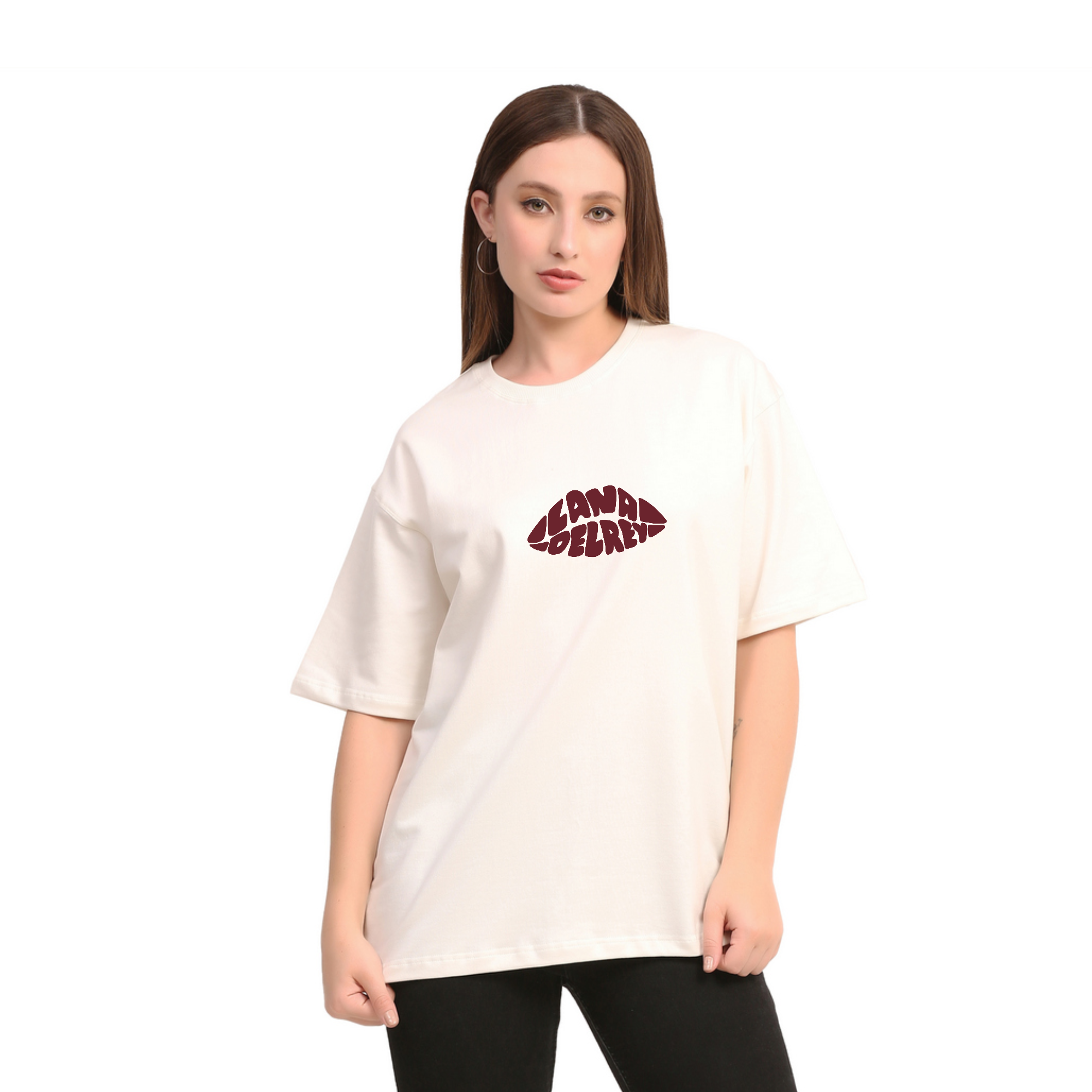 Lana Dey Rey Qveen Off-White Oversize T-Shirt