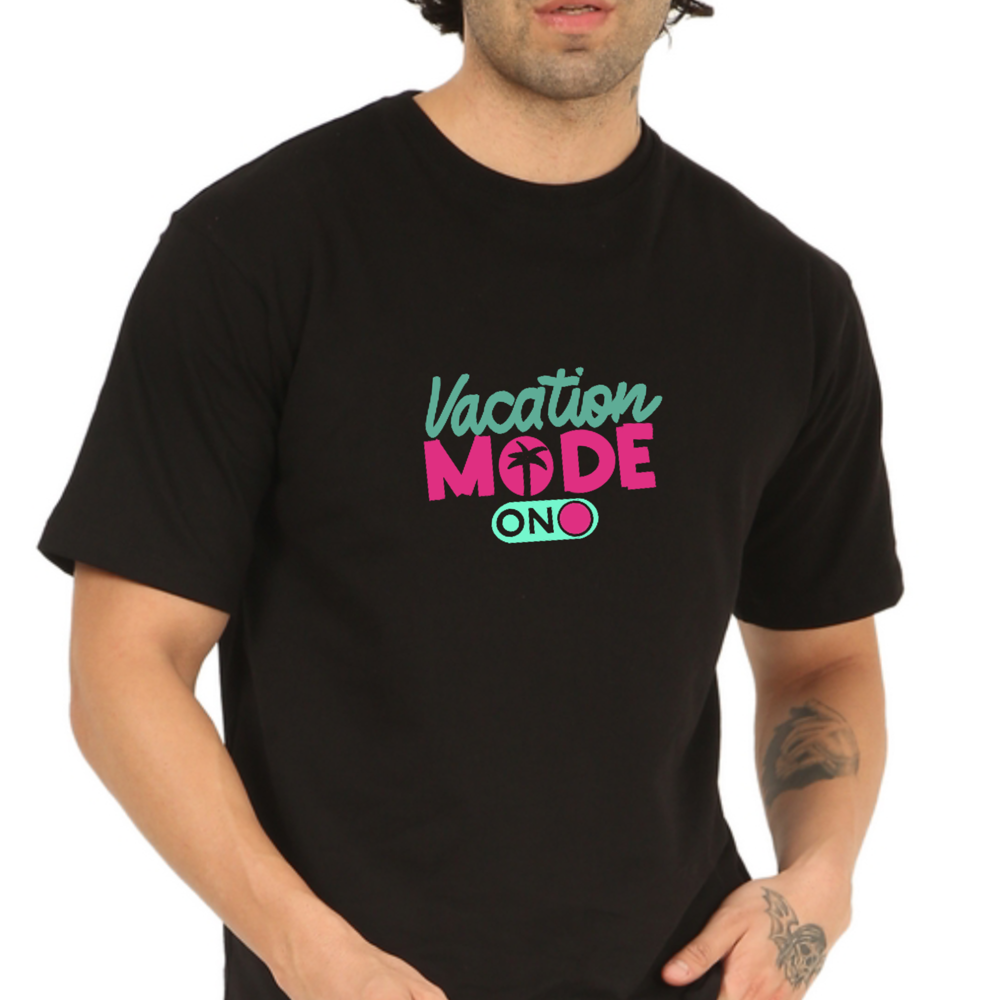 Vacation Mode on Black Oversize T-Shirt