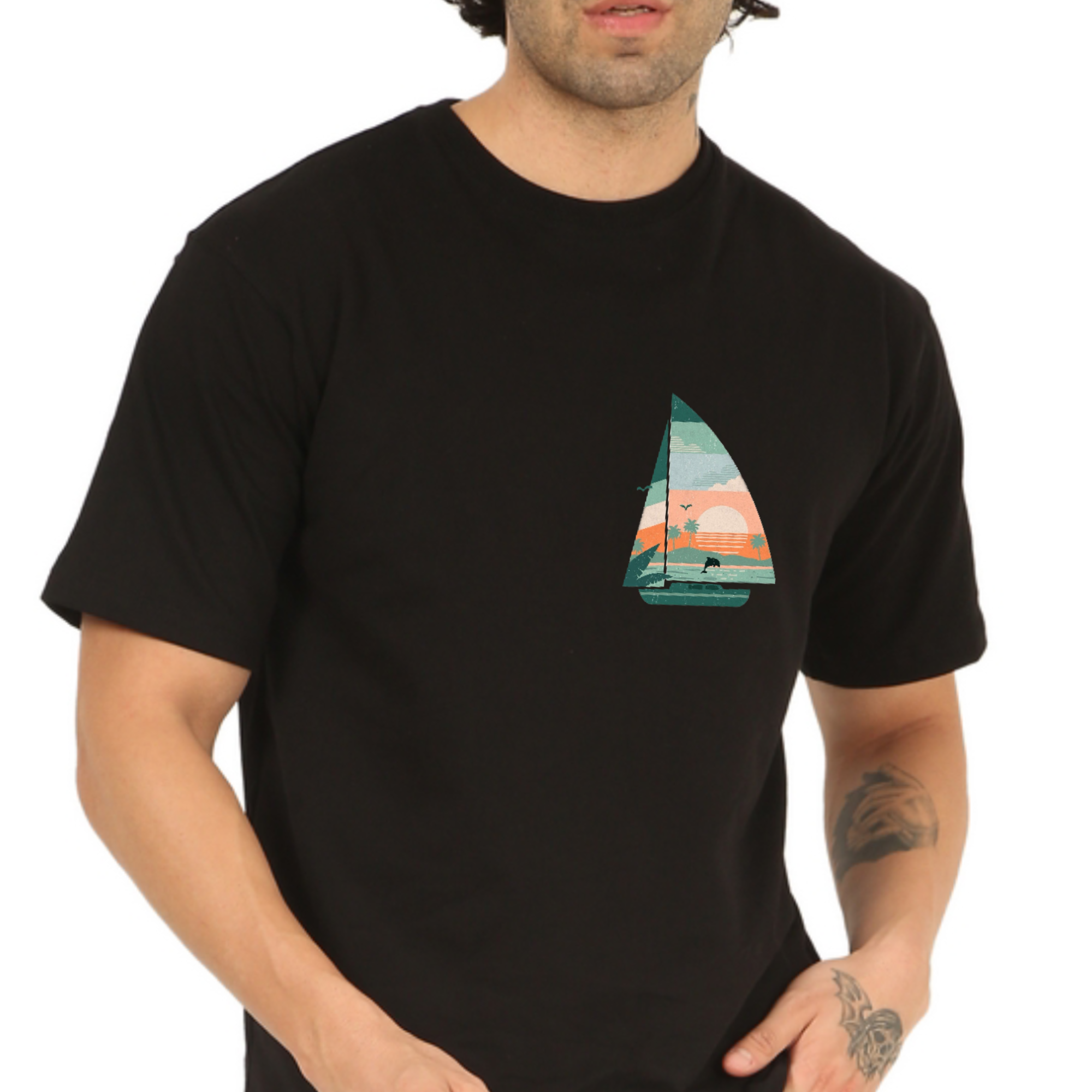 Vacation Beach Black Oversize T-Shirt