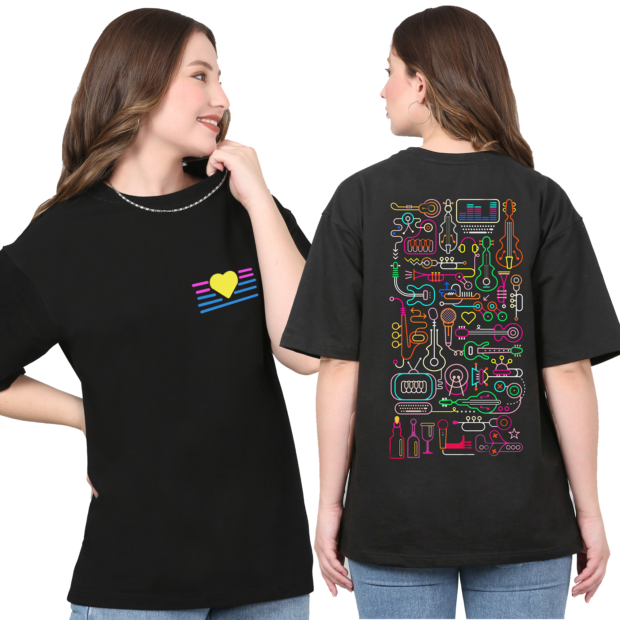 Music is Love Black Oversize T-Shirt