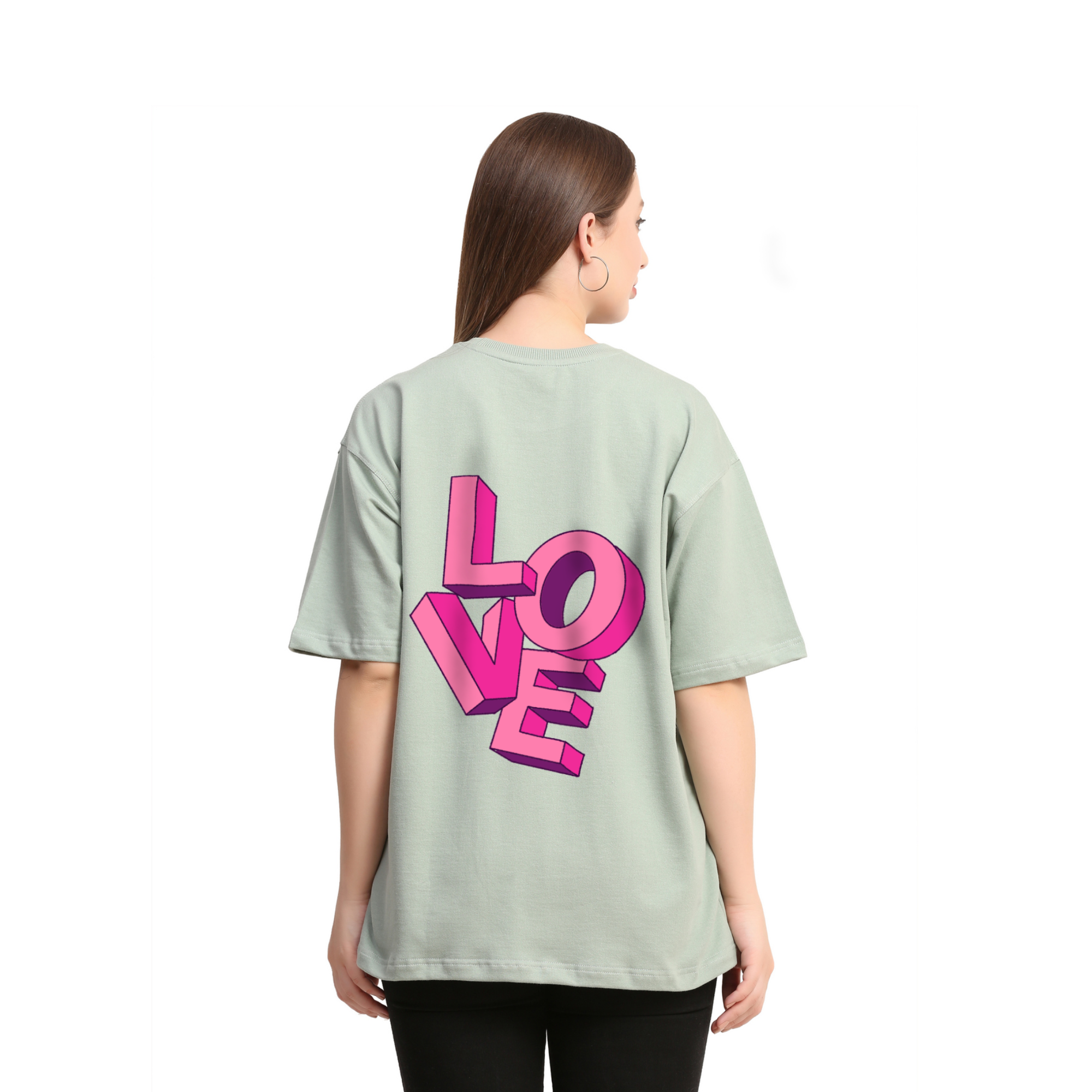 Love is all you need Sage Green Oversize T-Shirt