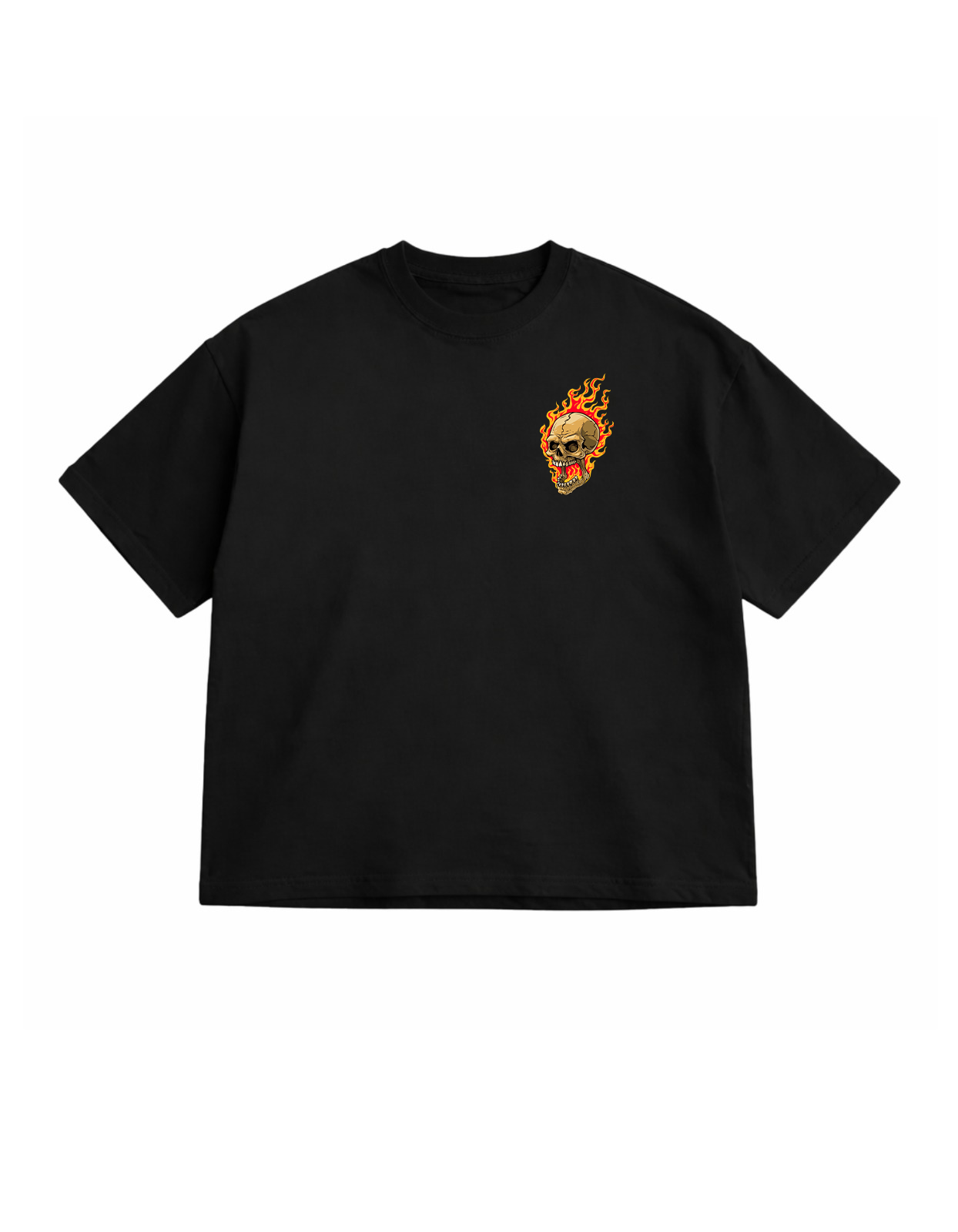 Flaming Skull Black Oversize T-Shirt