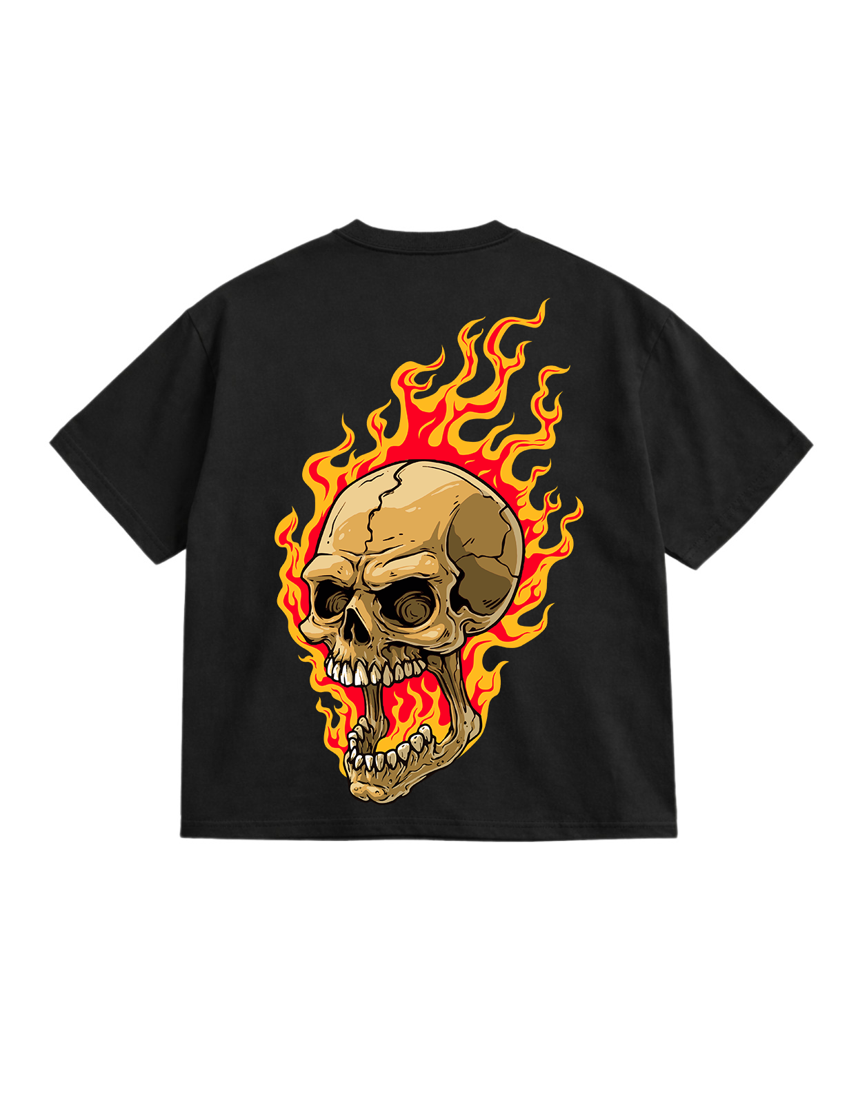 Flaming Skull Black Oversize T-Shirt