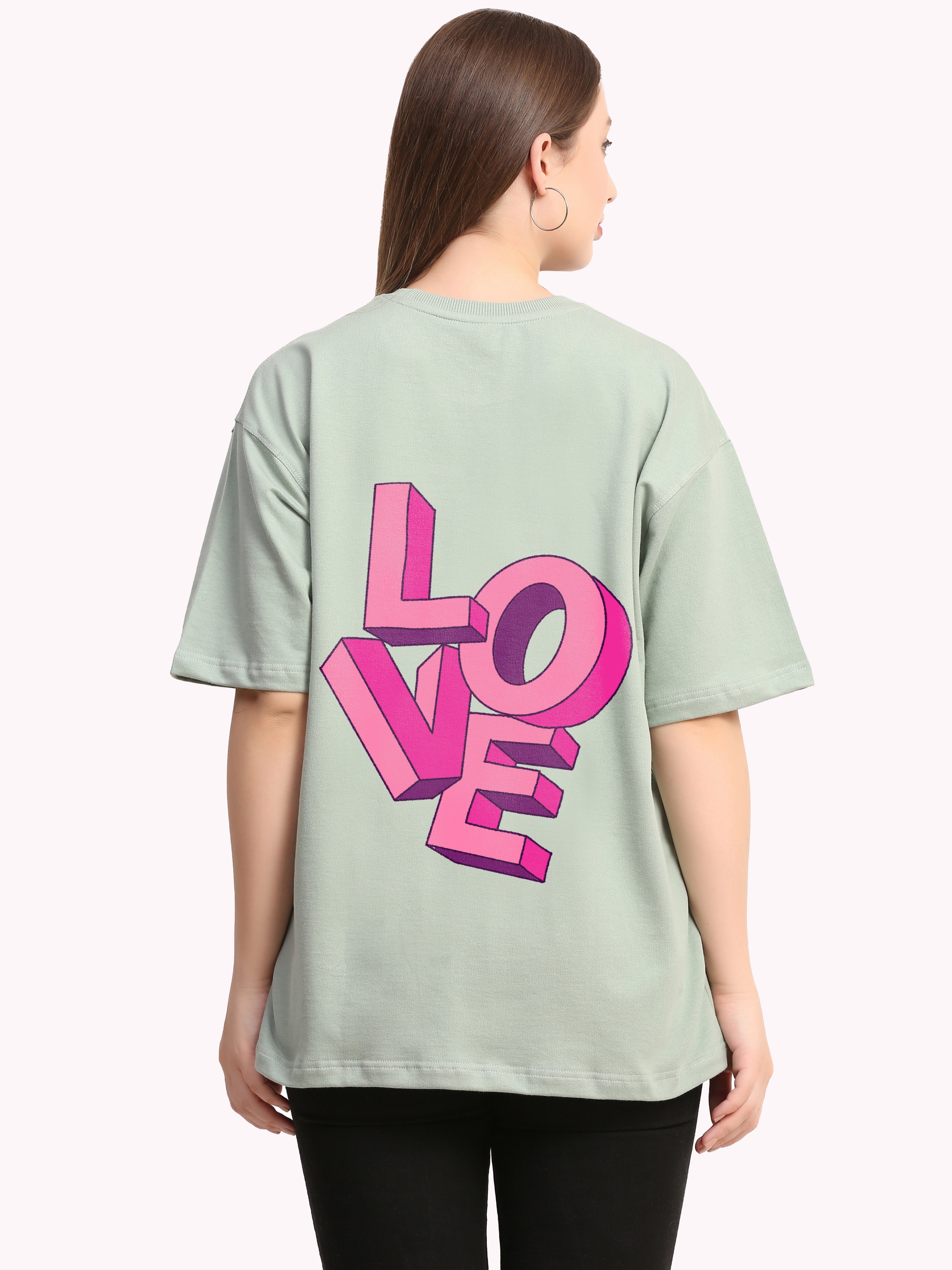Love is all you need Sage Green Oversize T-Shirt