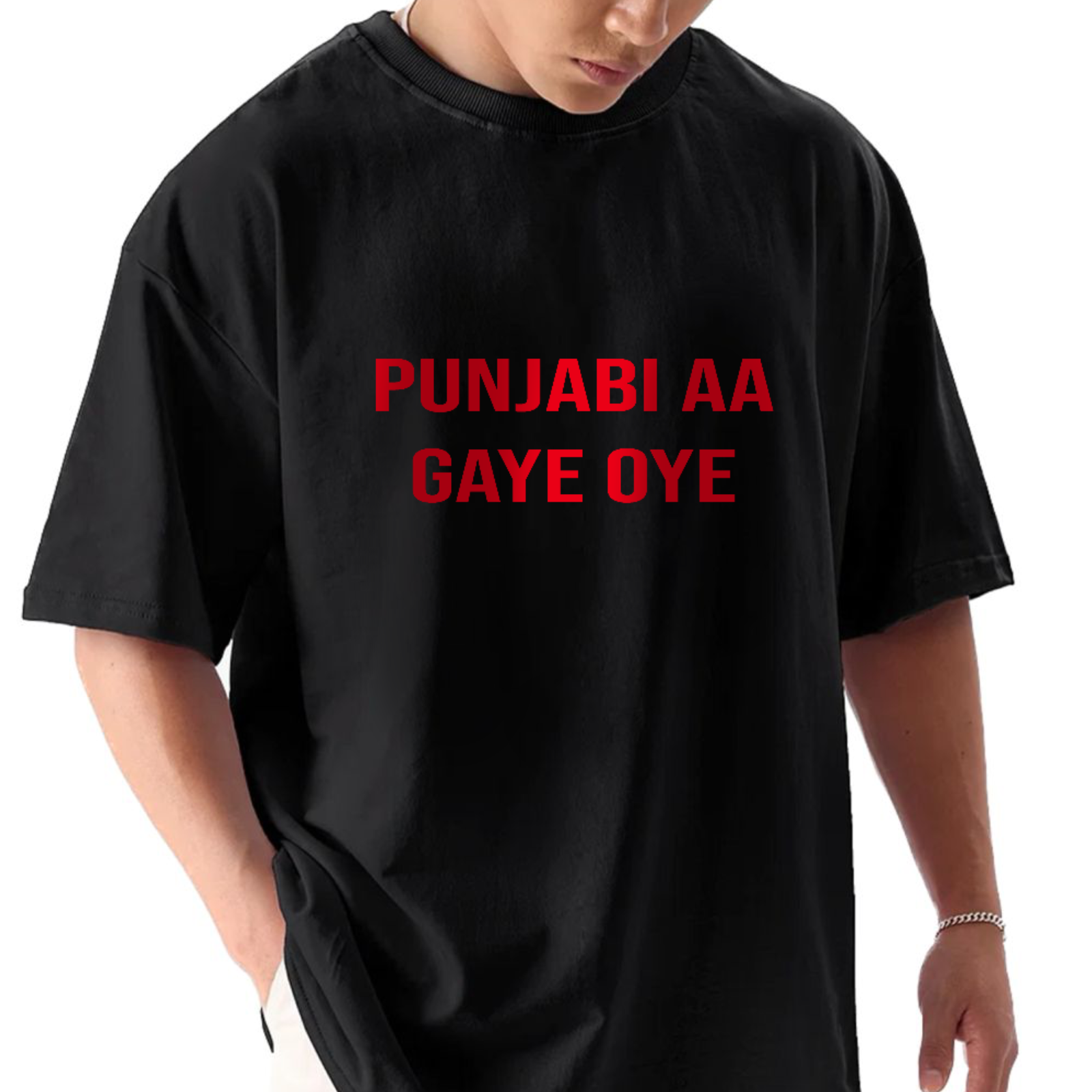 Puniabi aa gye oye Black Oversize T-Shirt