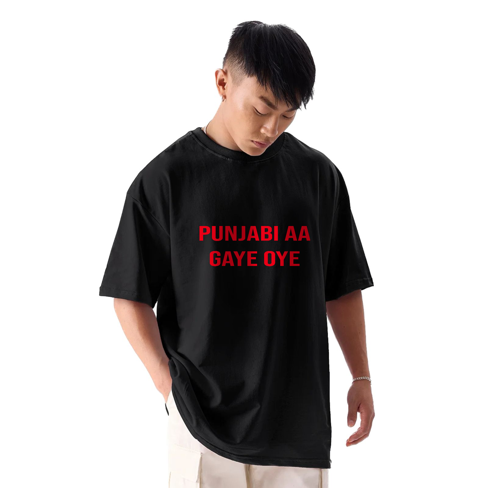 Puniabi aa gye oye Black Oversize T-Shirt
