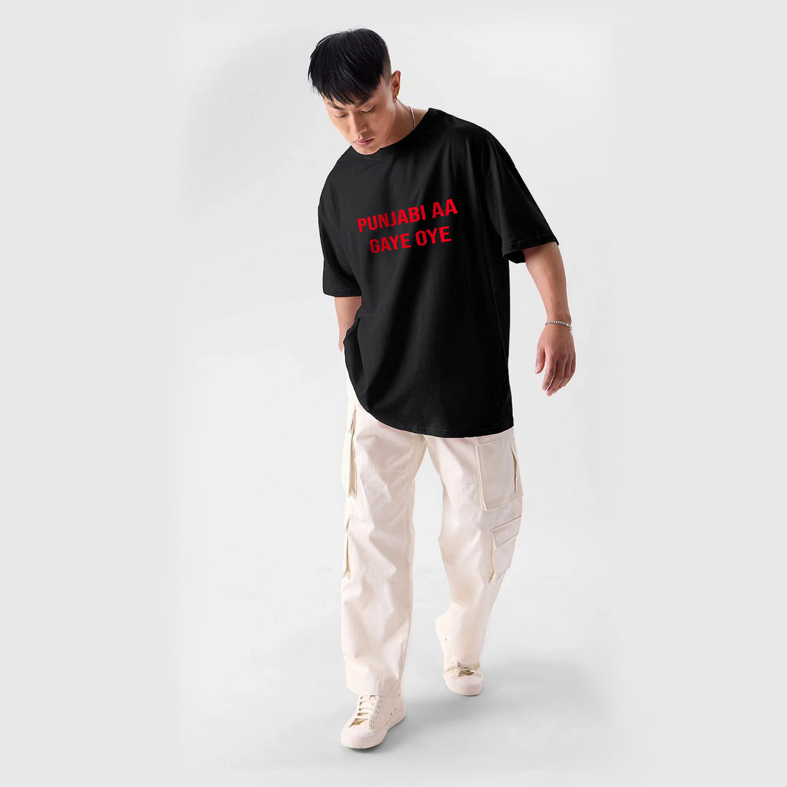 Puniabi aa gye oye Black Oversize T-Shirt