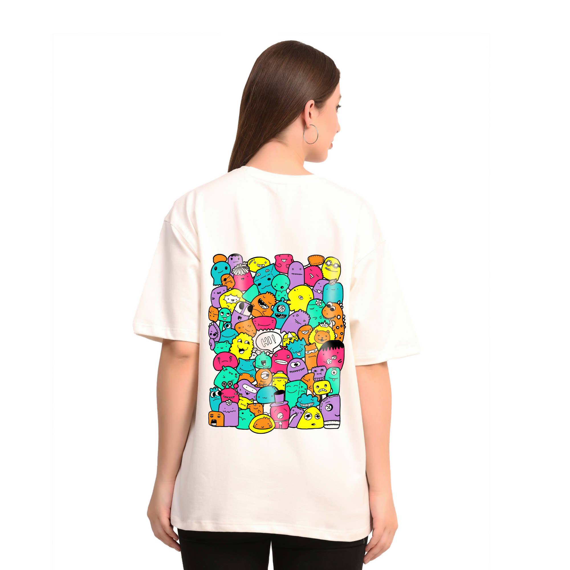 Hi Doodle Emotion Wave Off-White Oversize T-Shirt