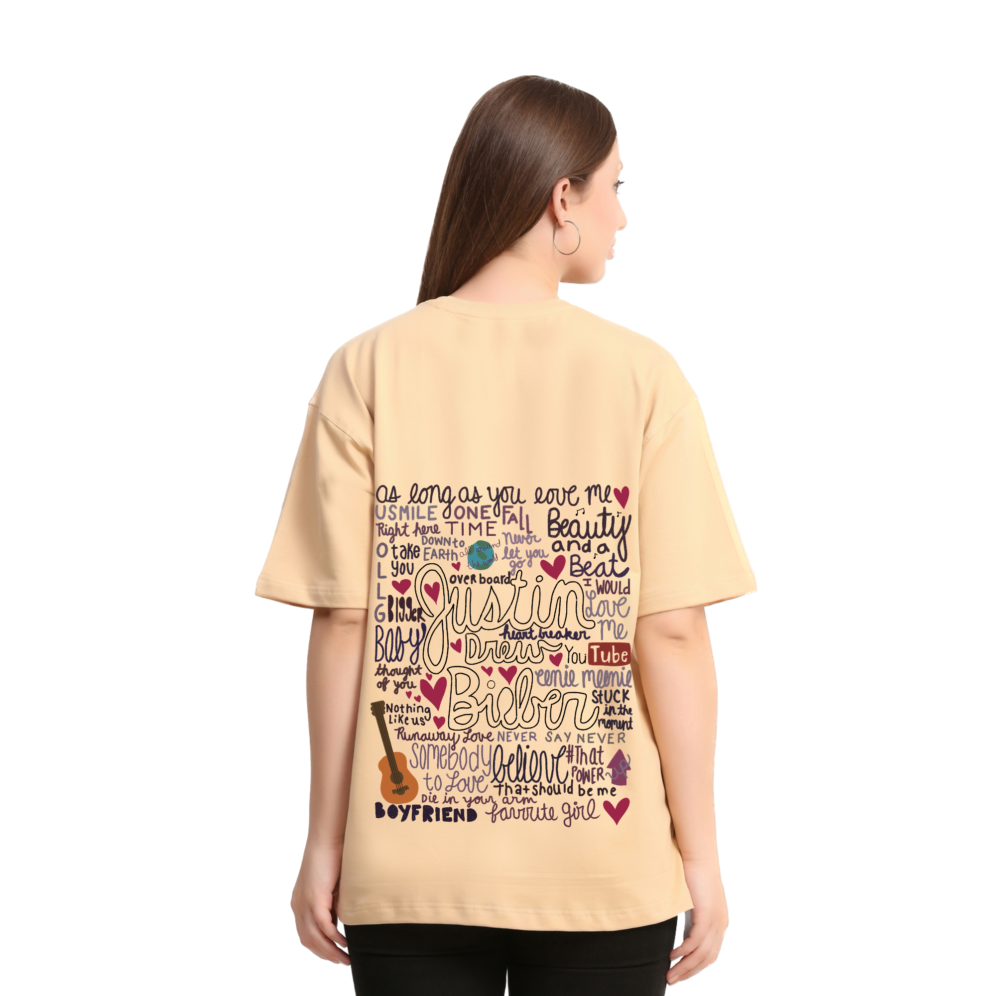 Justin Bieber Beige Oversize T-Shirt