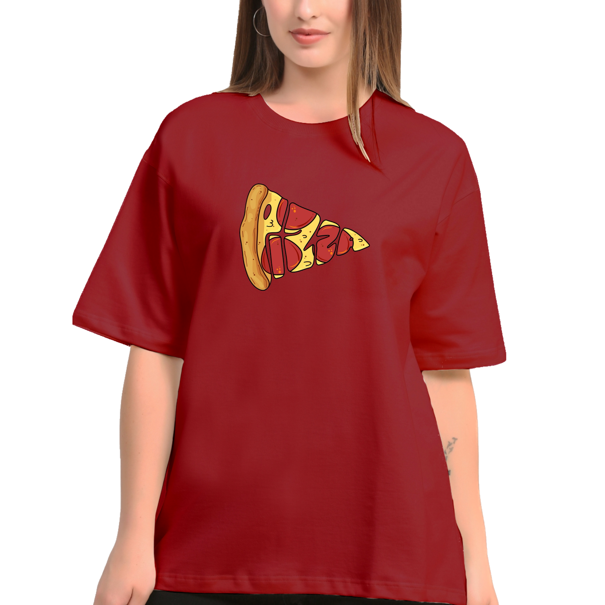 Pizza Oversize Red T-Shirt