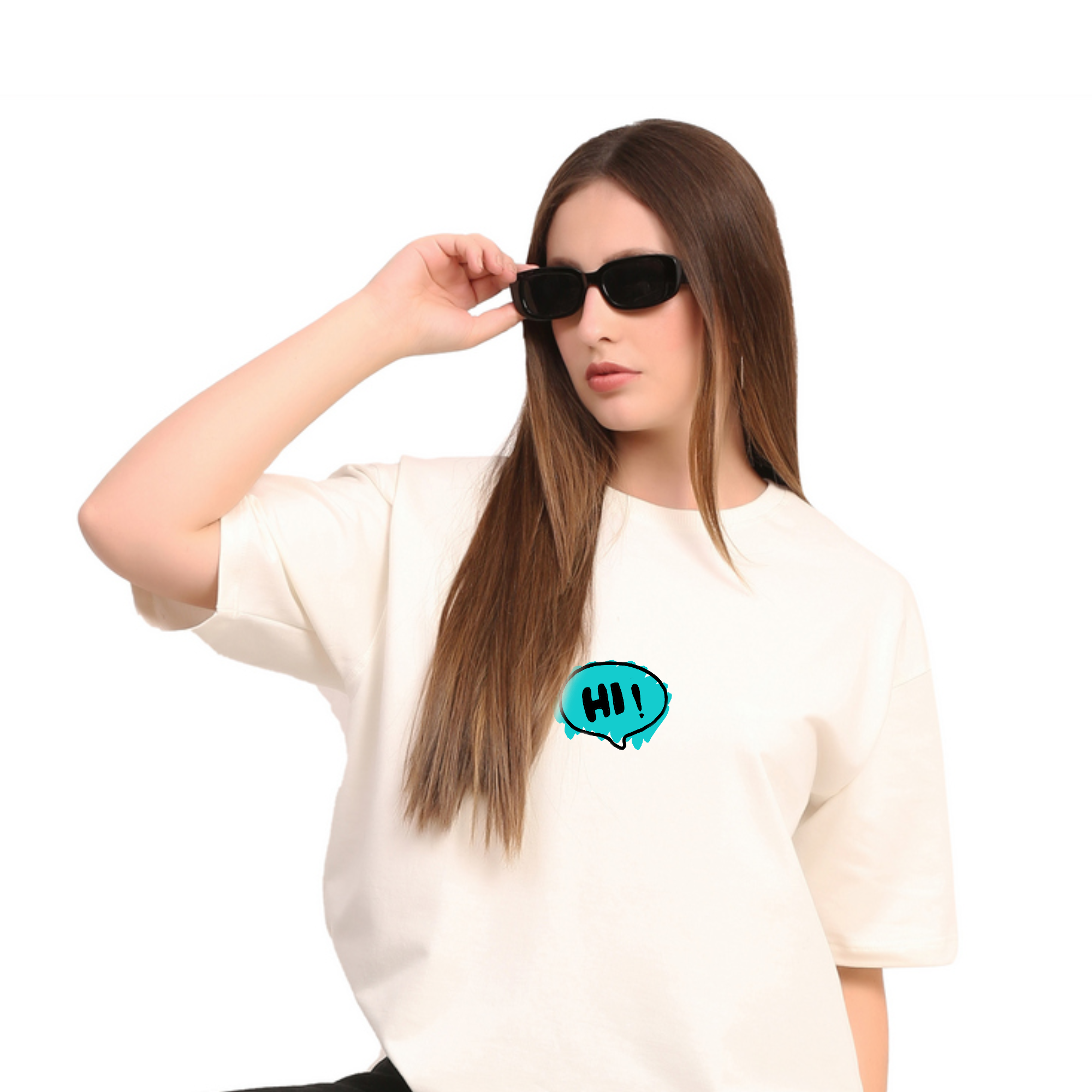 Hi Doodle Emotion Wave Off-White Oversize T-Shirt