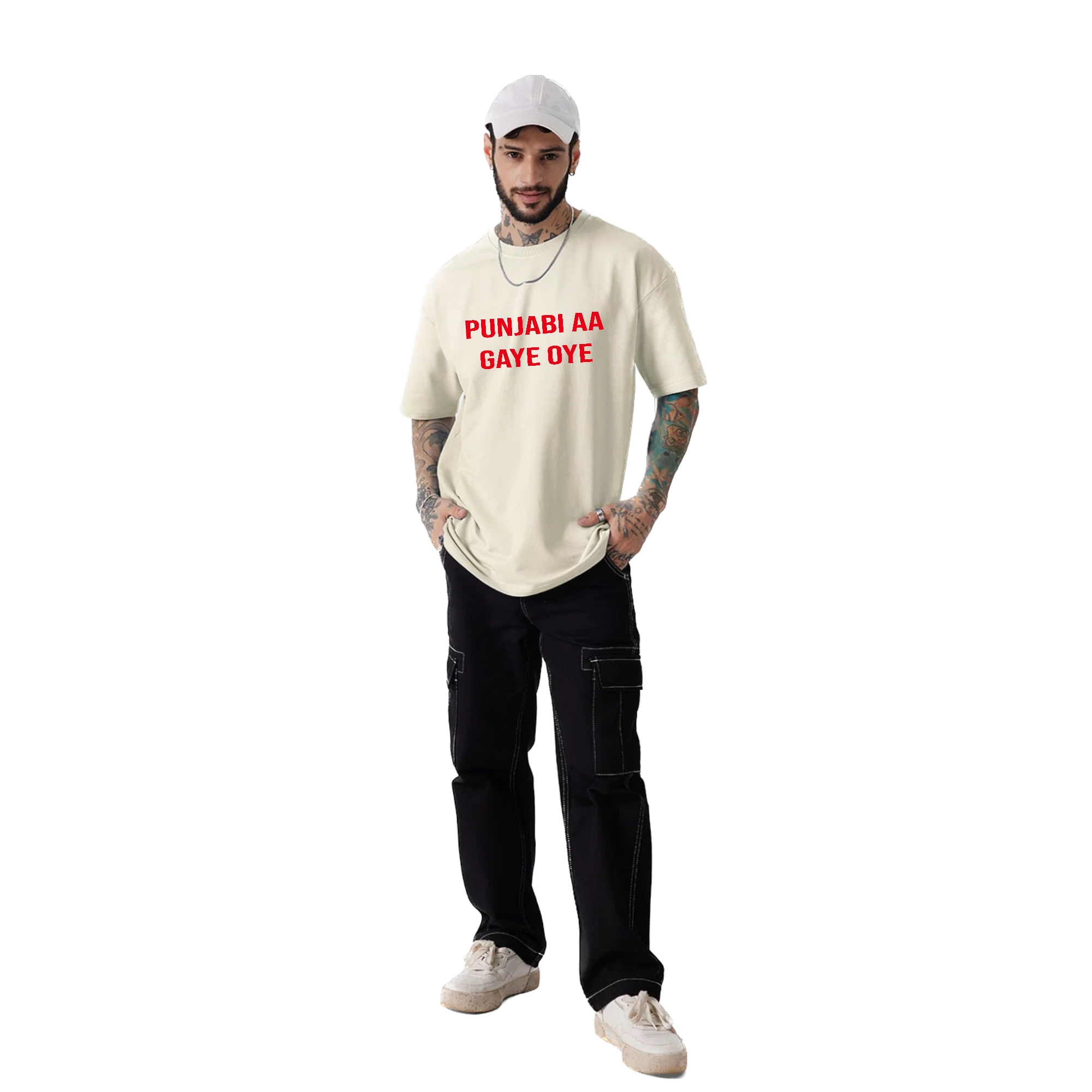 Puniabi aa gye oye Off-White Oversize T-Shirt