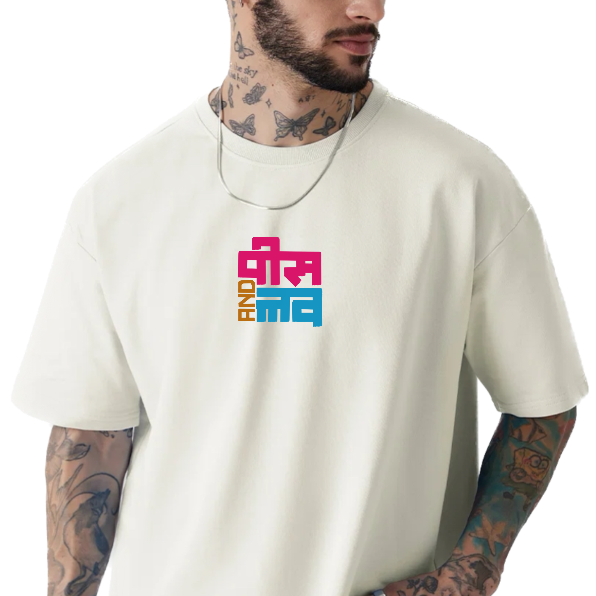 Peace and love Off-White Oversize T-Shirt