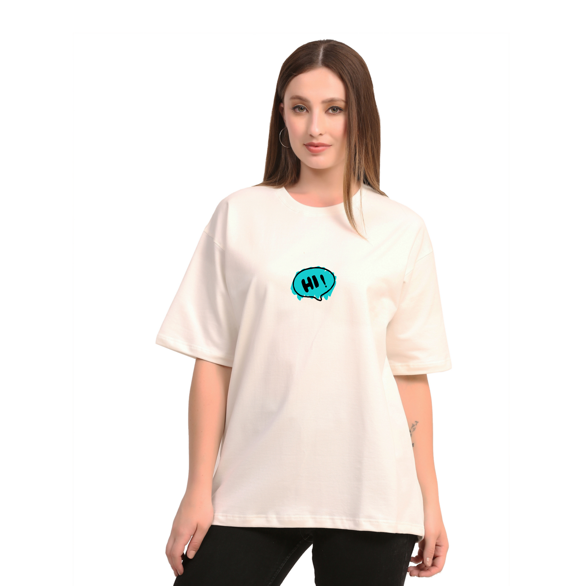 Hi Doodle Emotion Wave Off-White Oversize T-Shirt
