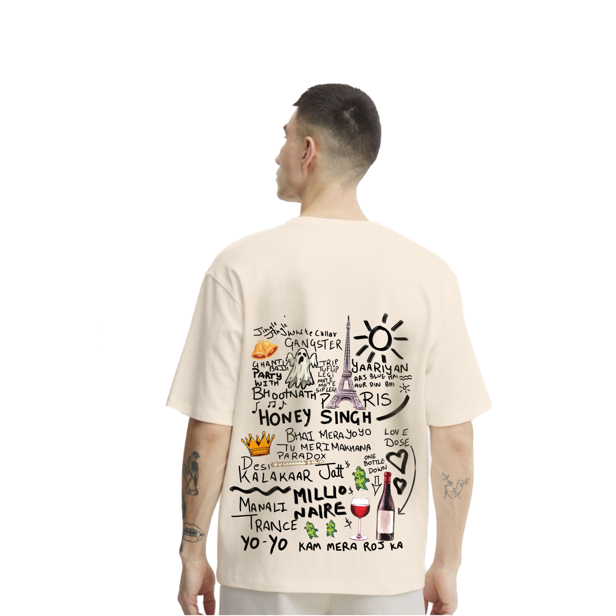 Doodle Honey Singh Off-White Oversize T-Shirt