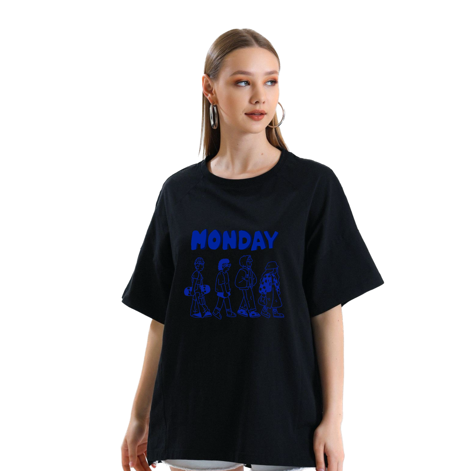 Monday Blues Oversize Black T-Shirt