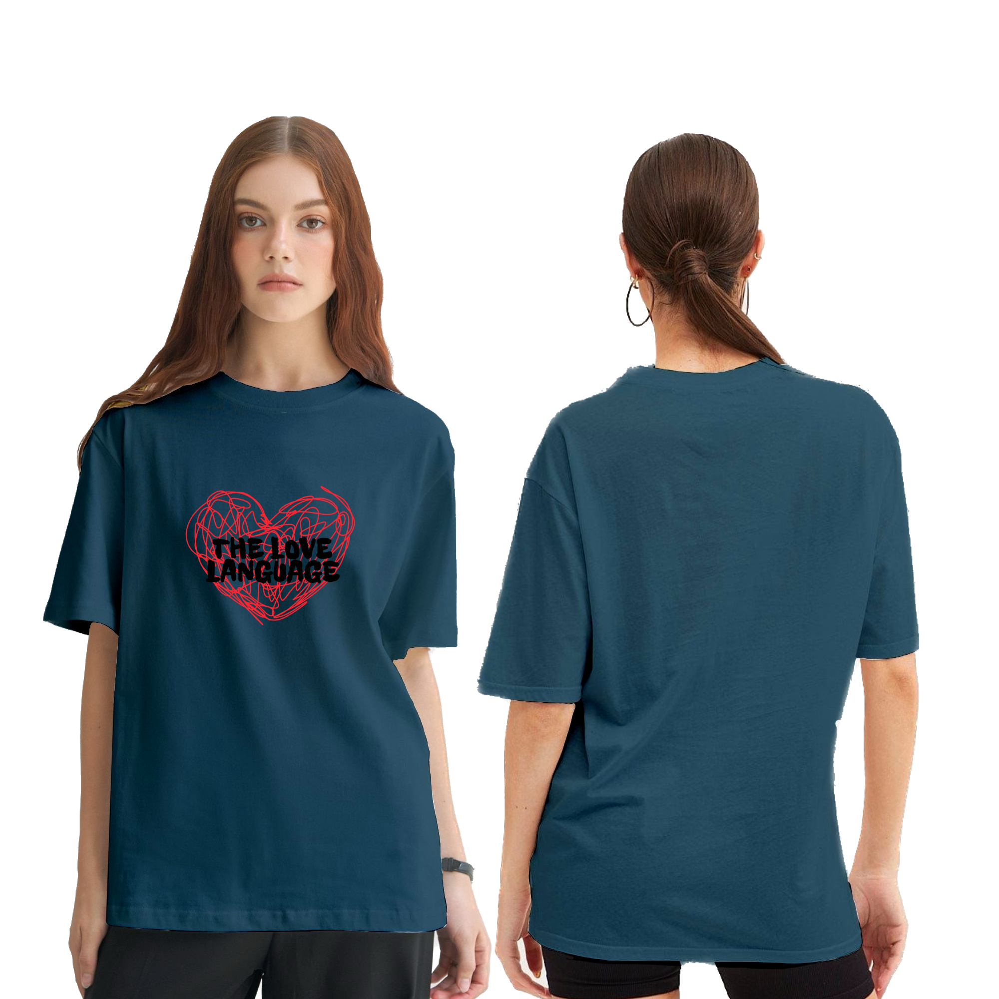 The Love Language Oversize Darkteal T-Shirt