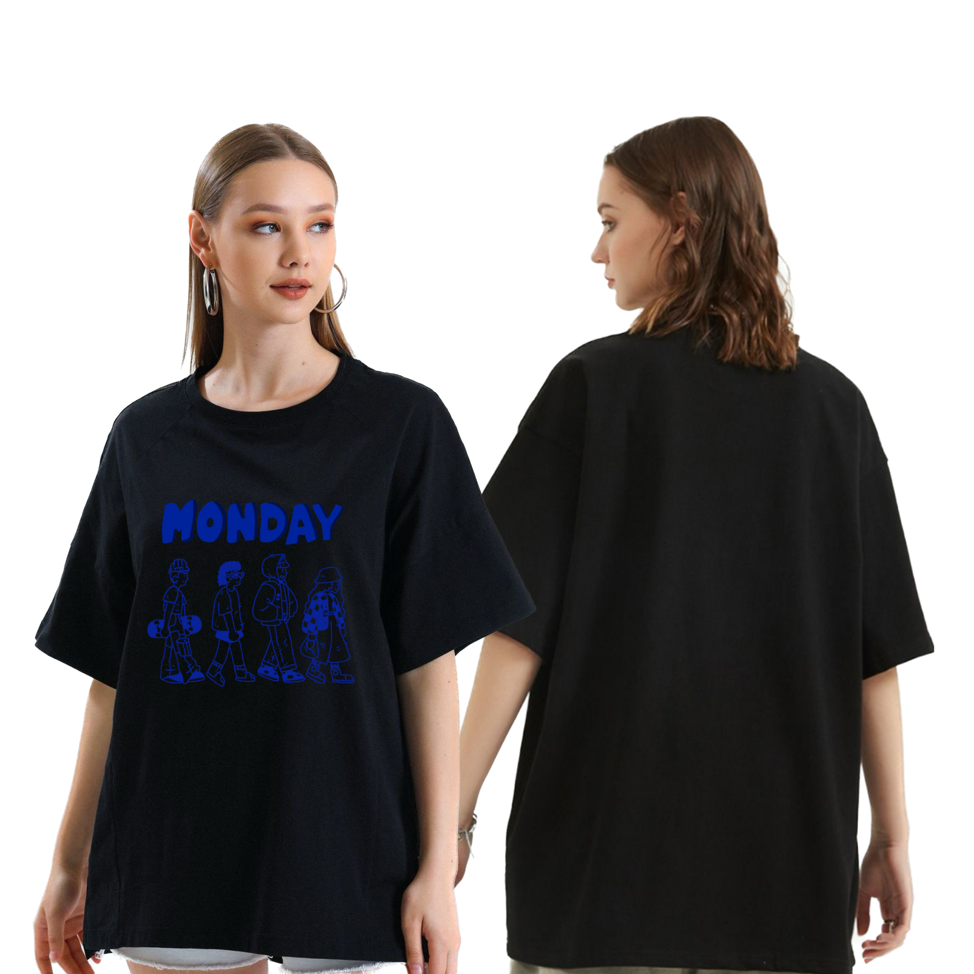 Monday Blues Oversize Black T-Shirt