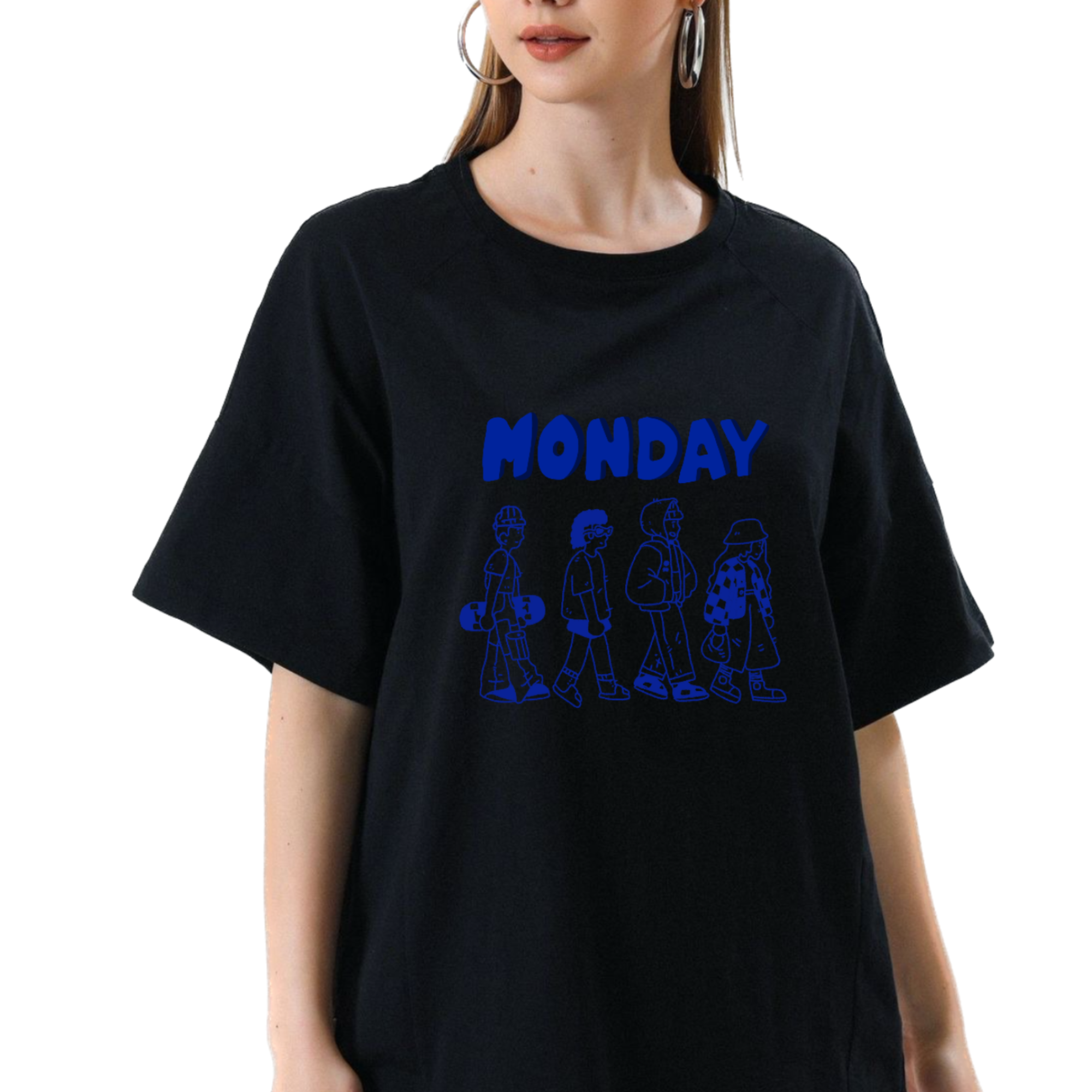 Monday Blues Oversize Black T-Shirt