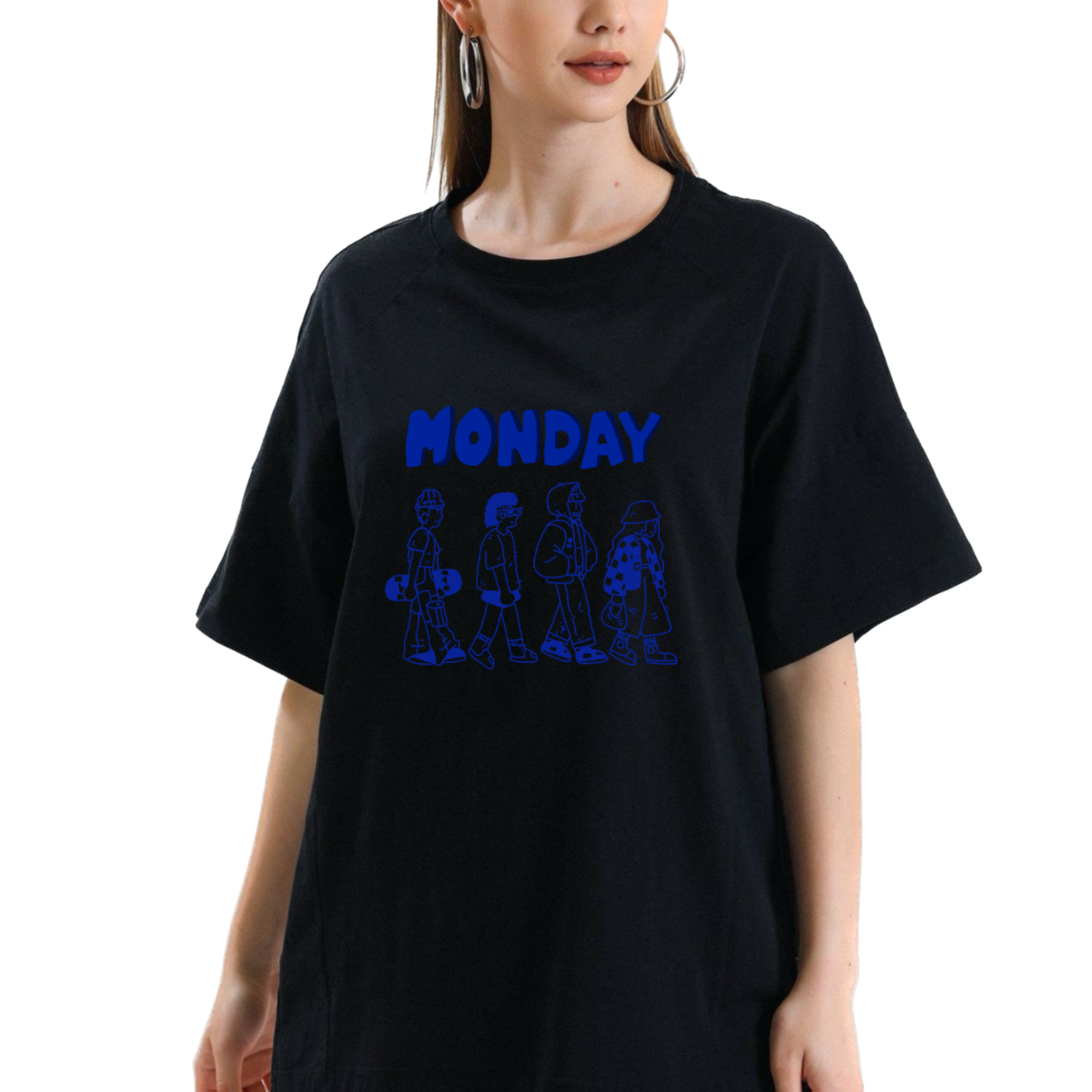 Monday Blues Oversize Black T-Shirt