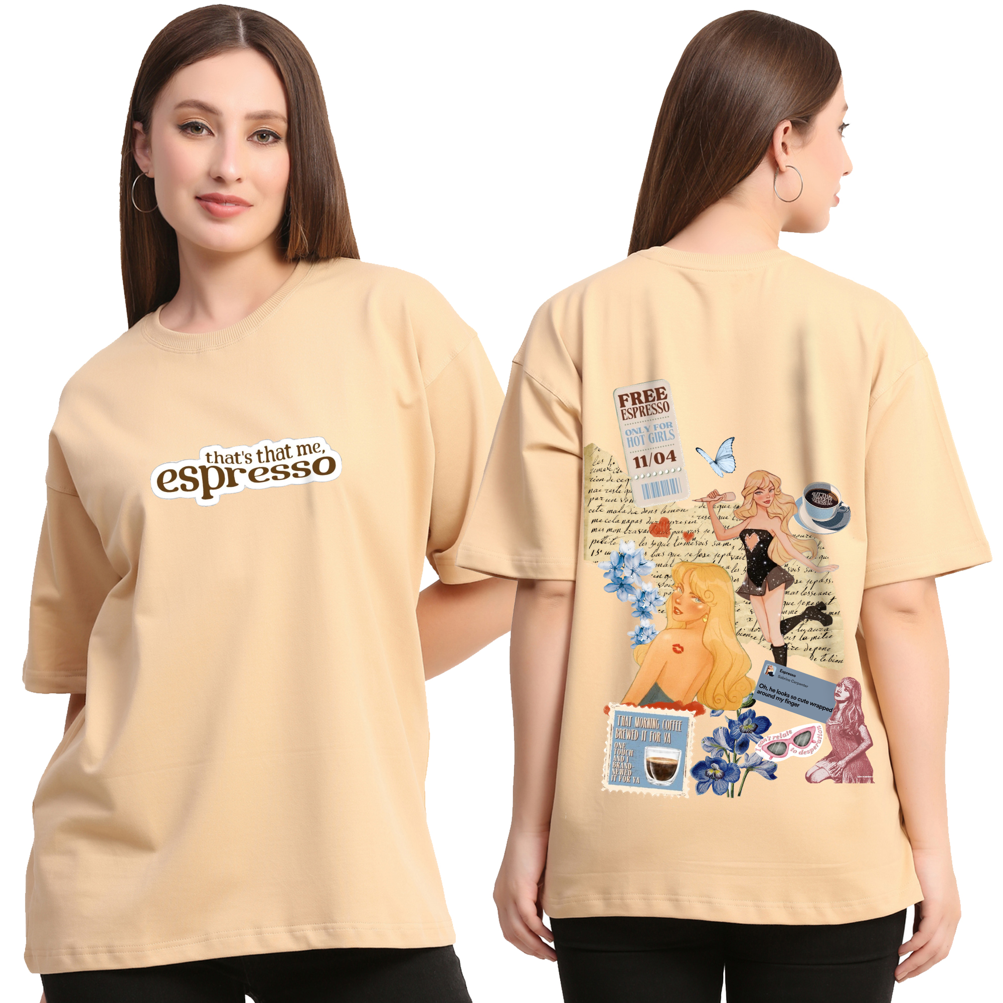 Thatsthatme Espresso Beige Oversize T-Shirt