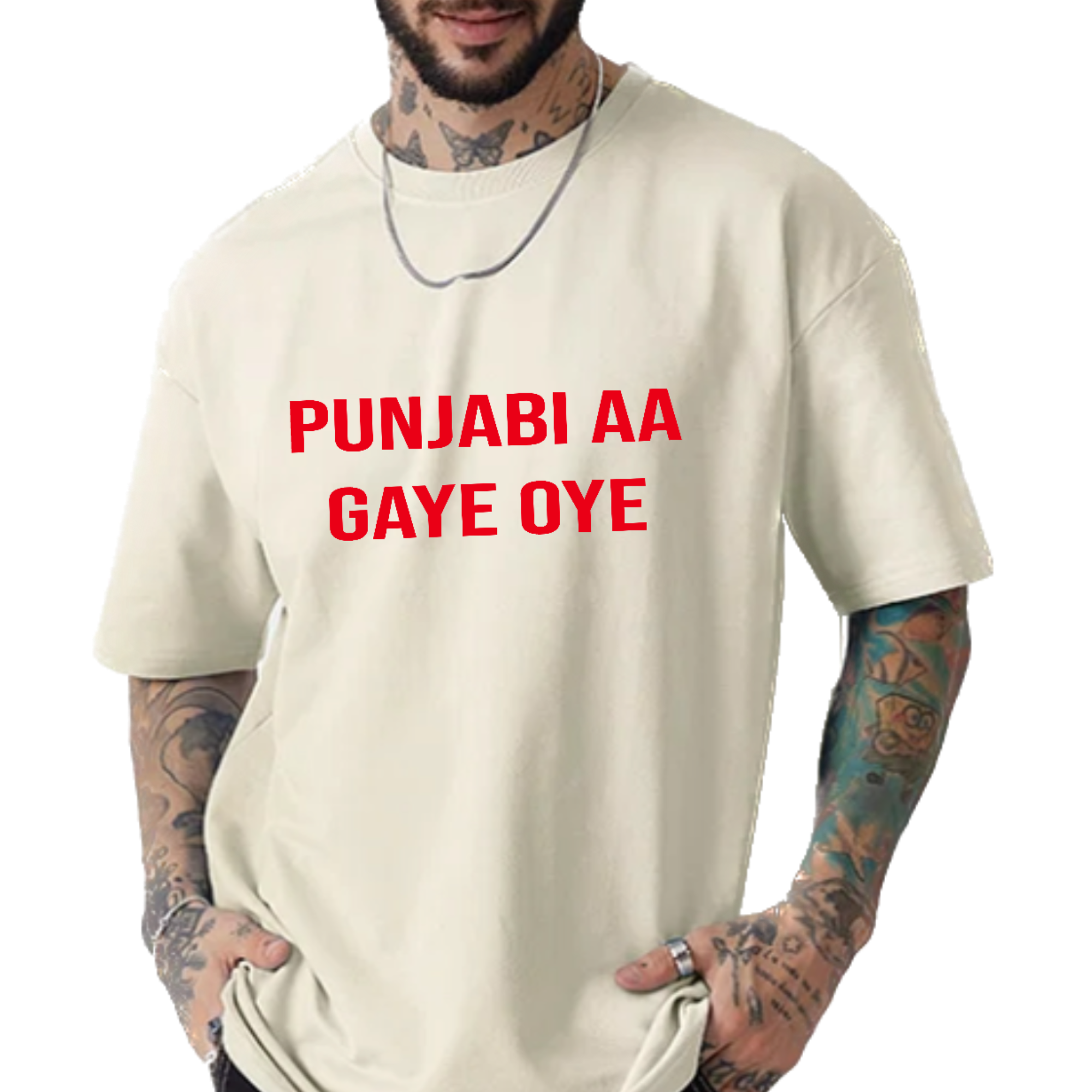 Puniabi aa gye oye Off-White Oversize T-Shirt