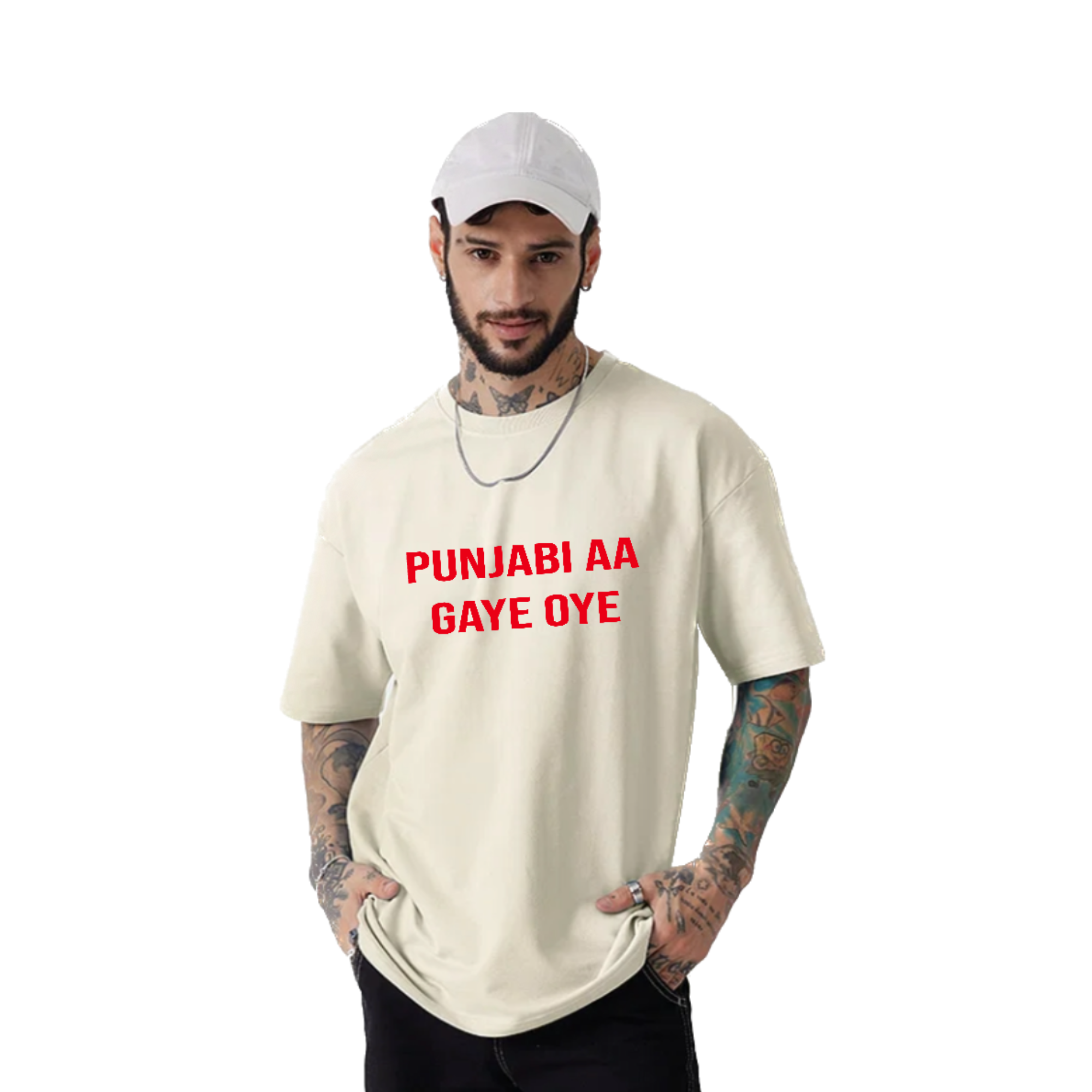 Puniabi aa gye oye Off-White Oversize T-Shirt