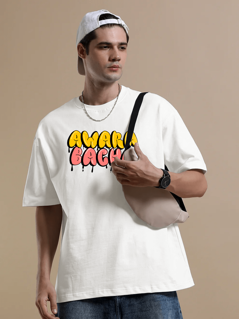 Awara Bacha Off - White Oversize T-Shirt - Awara Bacha