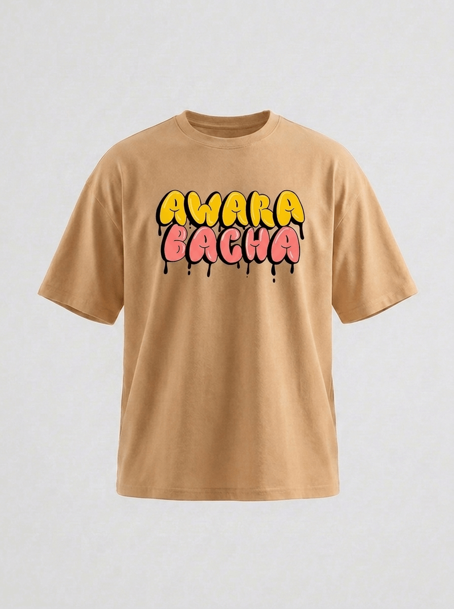 Awara Bacha Oversize Beige T-Shirt - Awara Bacha