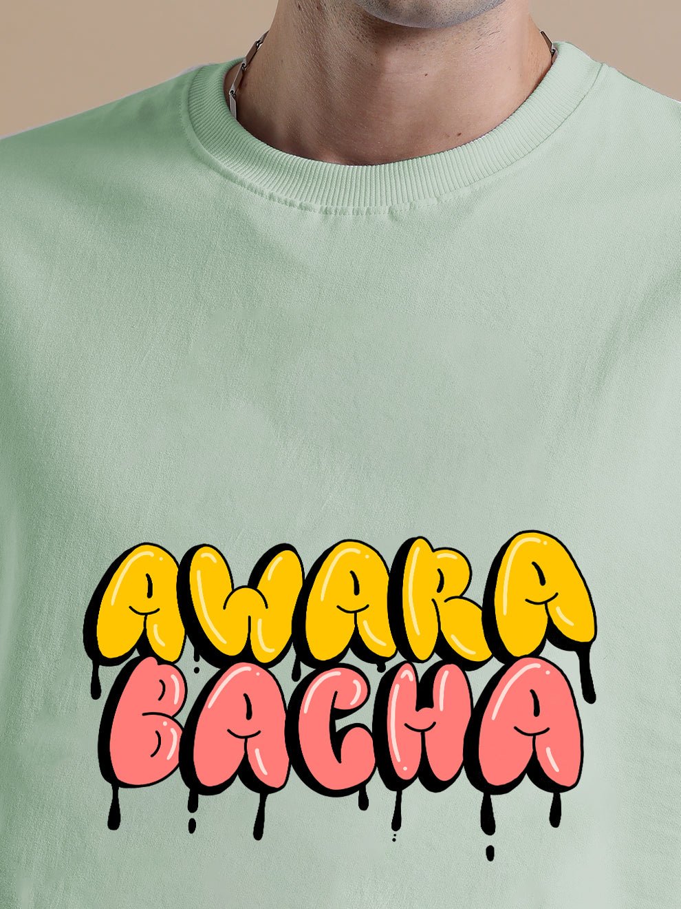 Awara Bacha Sage Green Oversize T-Shirt - Awara Bacha