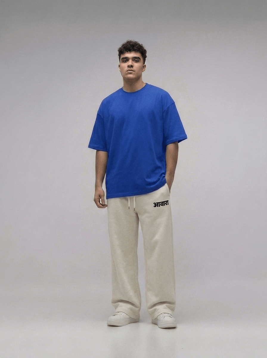 Awara Branding Oversize Off White Sweatpants - Awara Bacha