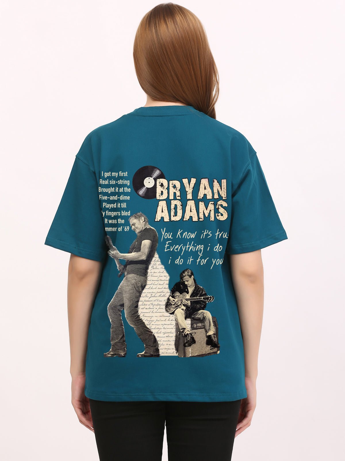 Bryan Adams Darkteal Oversize T-Shirt - Awara Bacha