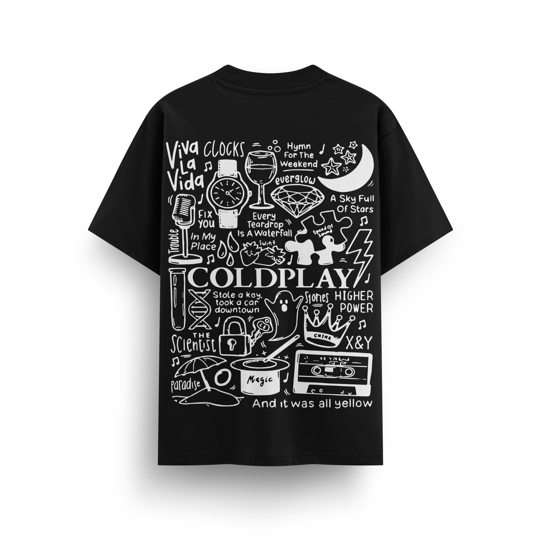 Coldplay Band Music Black Oversize T-Shirt - Awara Bacha