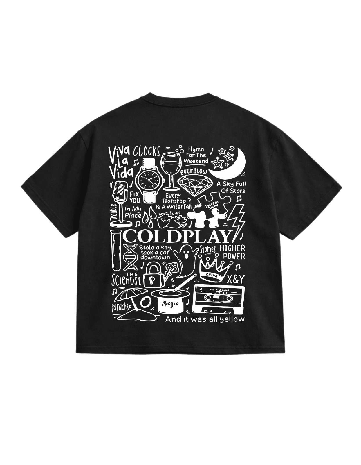 Coldplay Band Music Black Oversize T-Shirt - Awara Bacha