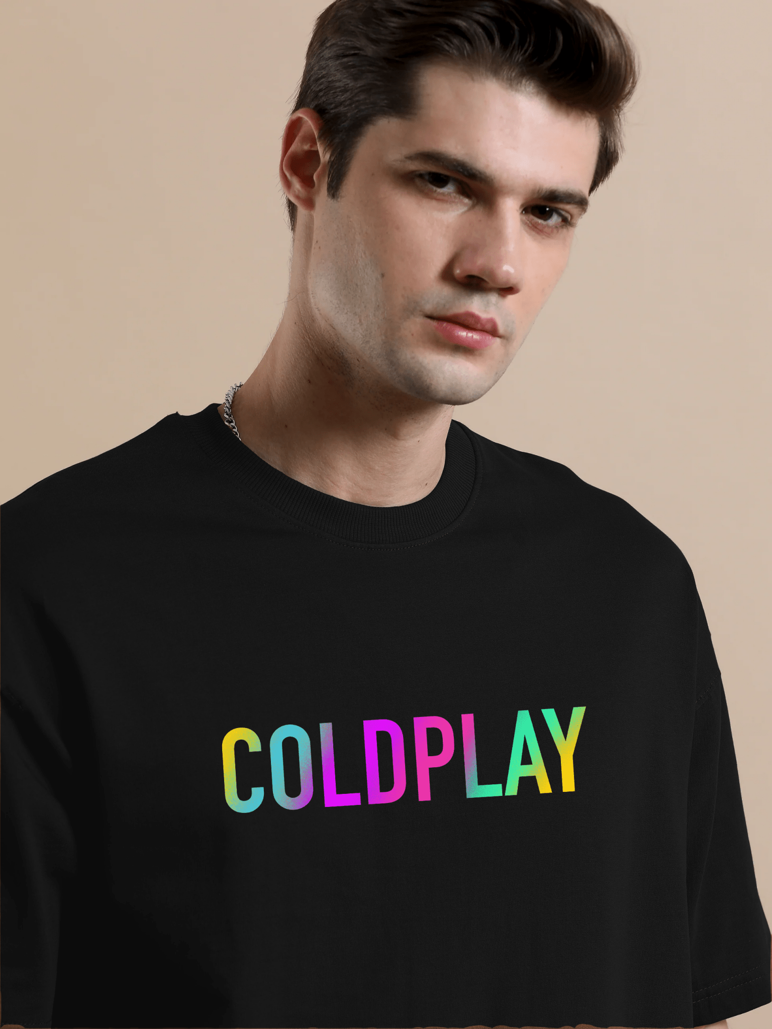 Coldplay Canvas Black Oversize T-Shirt - Awara Bacha