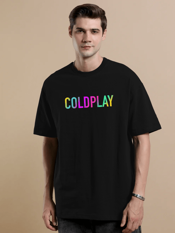 Coldplay Canvas Black Oversize T-Shirt - Awara Bacha