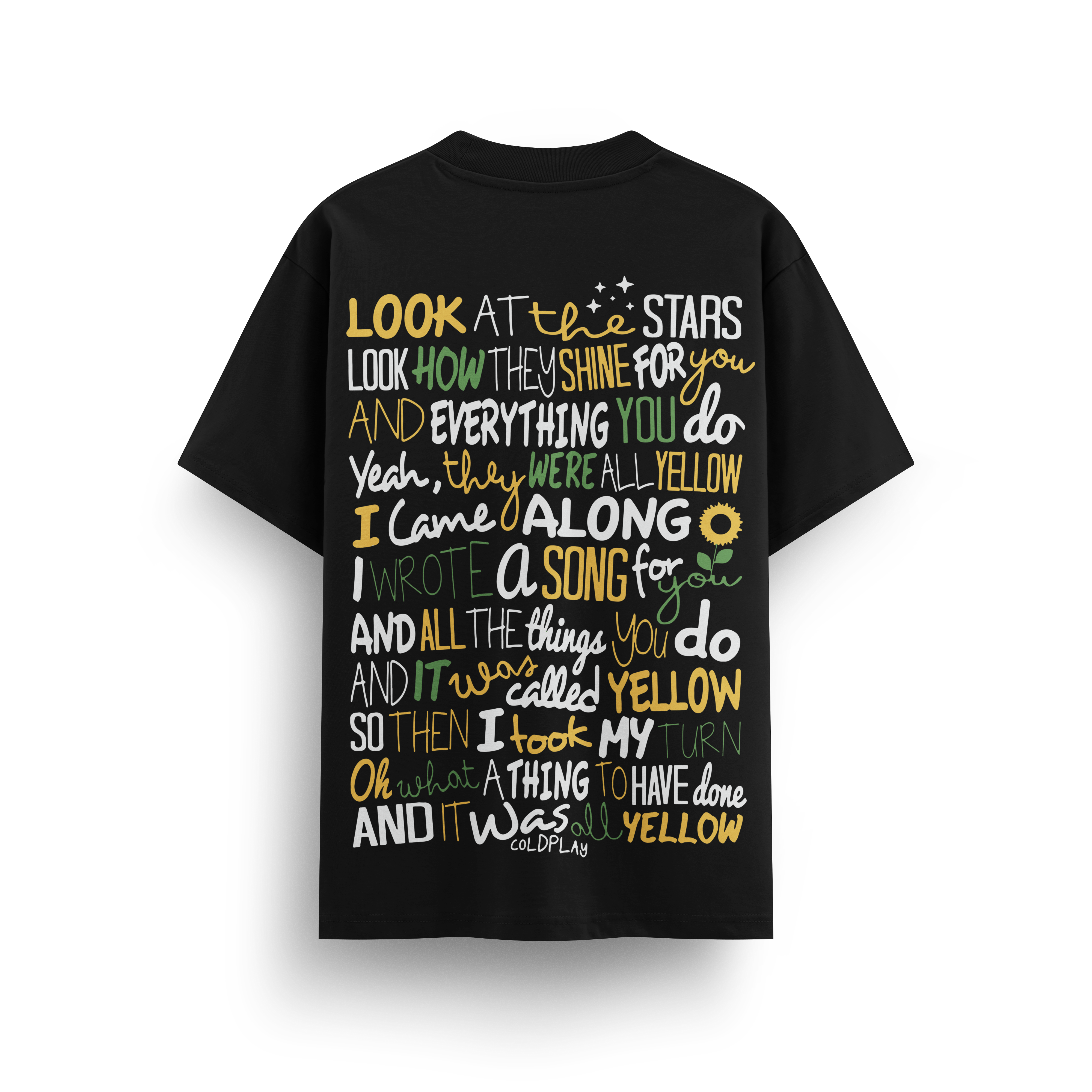 Cold Play Hindi Black Oversize T-Shirt