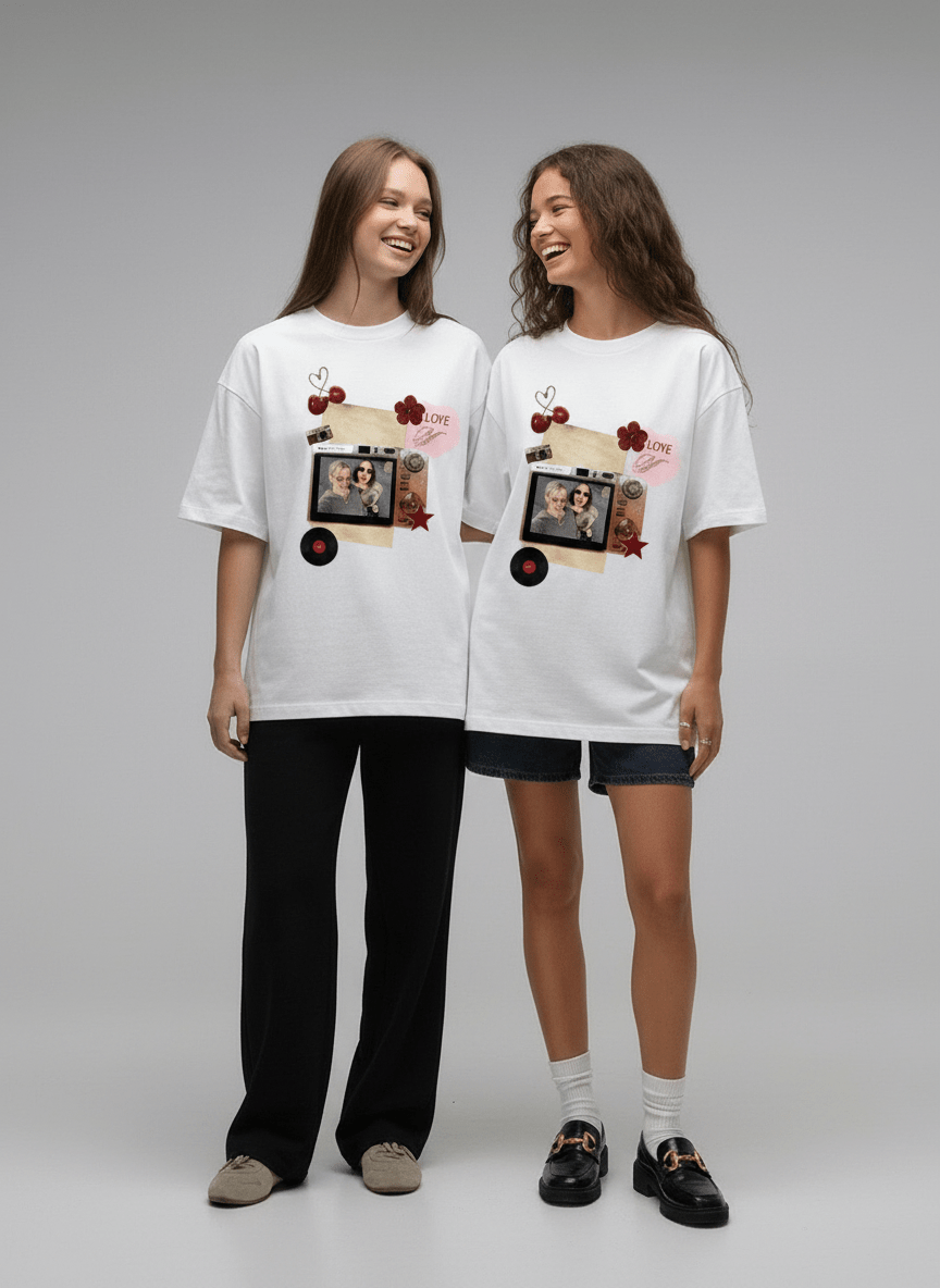 Custom Best Friend Printed Off-White T-Shirt - Awara Bacha
